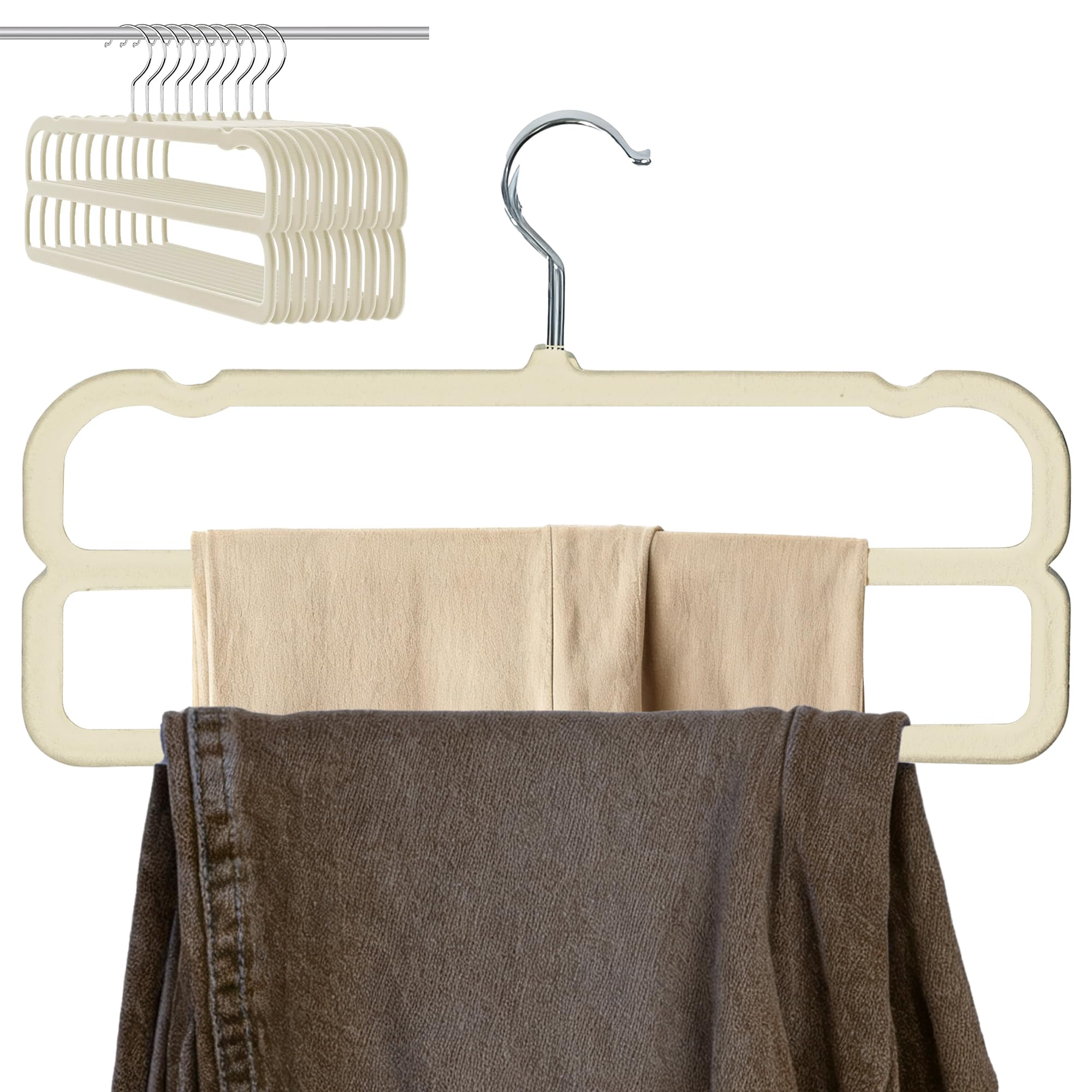 HGYZE Grucce Appendiabiti in Velluto pantaloni beige 10 pezzi antiscivolo