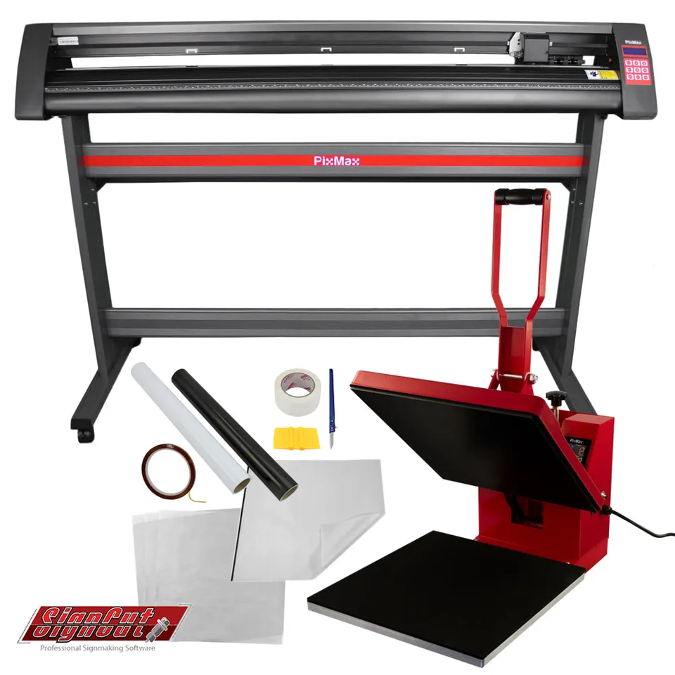 PixMax Pressa a Caldo Rossa 38x38 cm + Plotter 135 cm Bundle