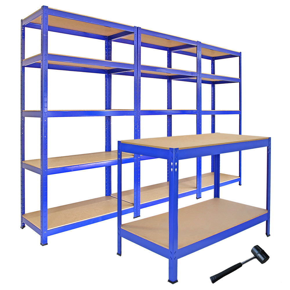 Q-Rax T-Rax Set 3 Scaffali Metallici Banco Lavoro MDF