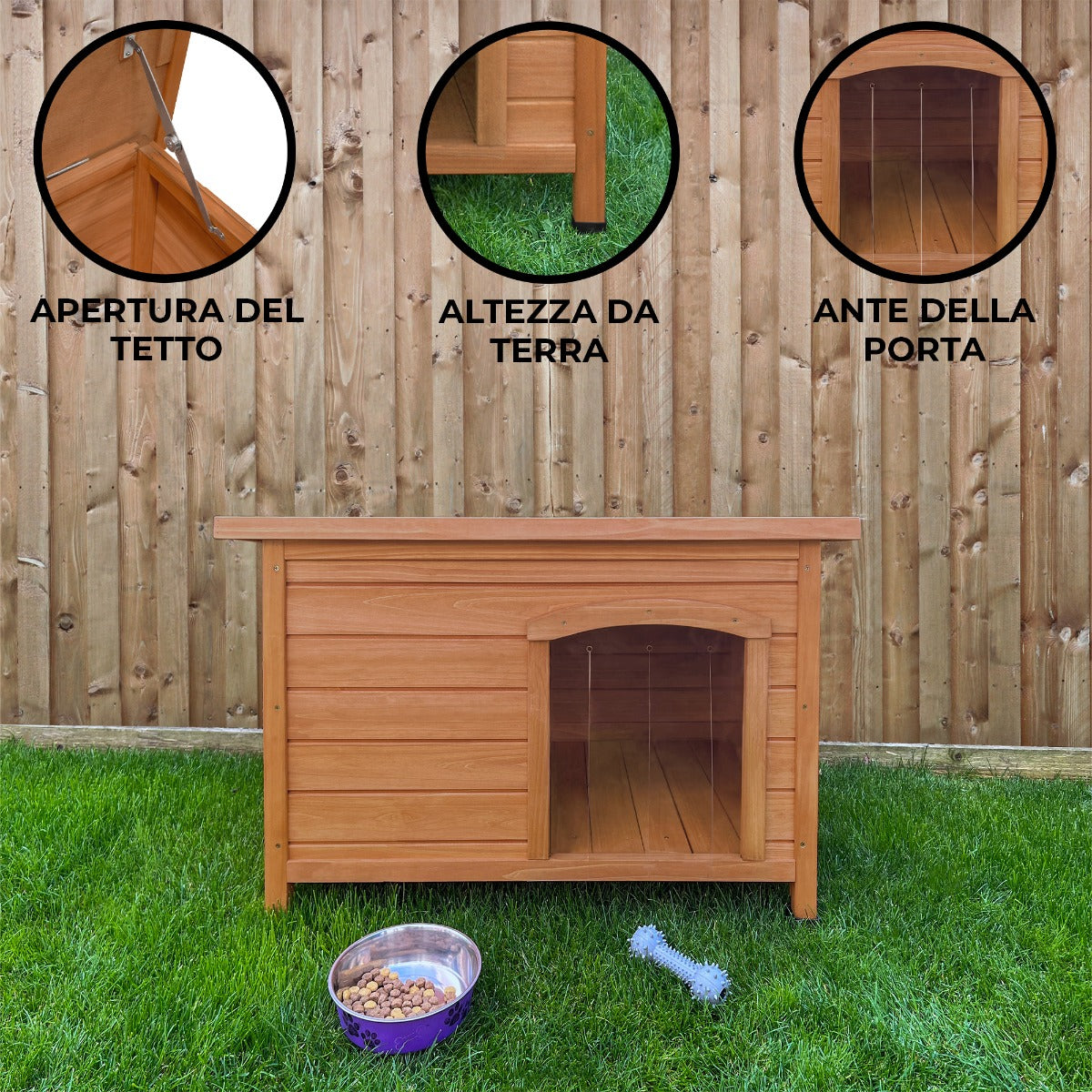 Q-Rax Cuccia Cane Piccola Taglia Legno Abete Tetto Feltro