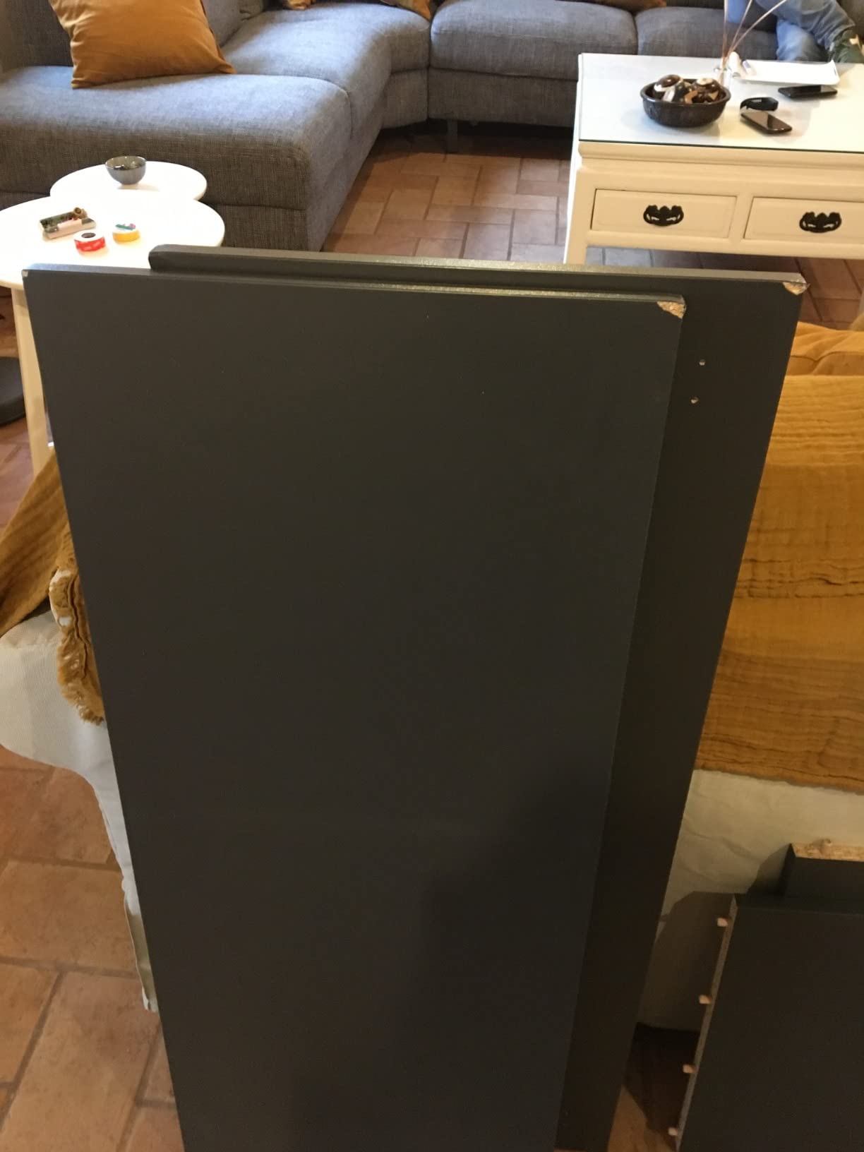 Henor Tavoli Ruote o Gambe Pilar Tavolo TV Grafite 110x40x65,5 cm
