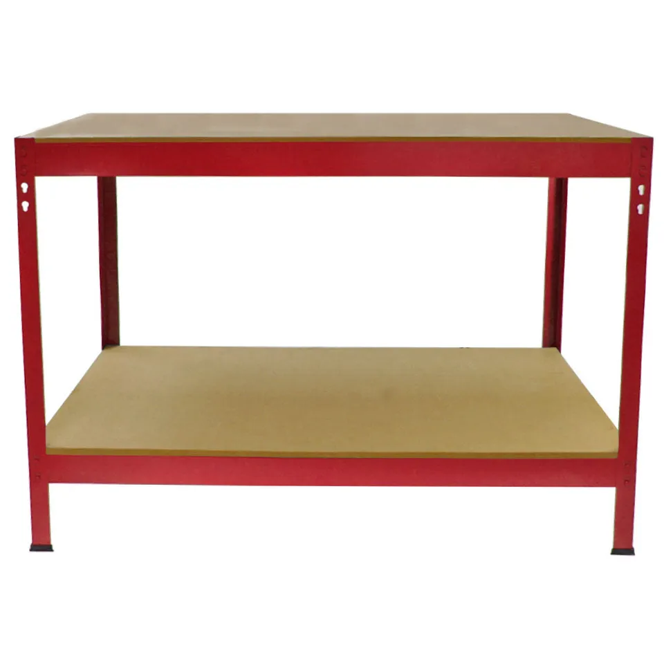 Q-Rax Lavoro Banco 120cm Rosso Acciaio MDF 200kg