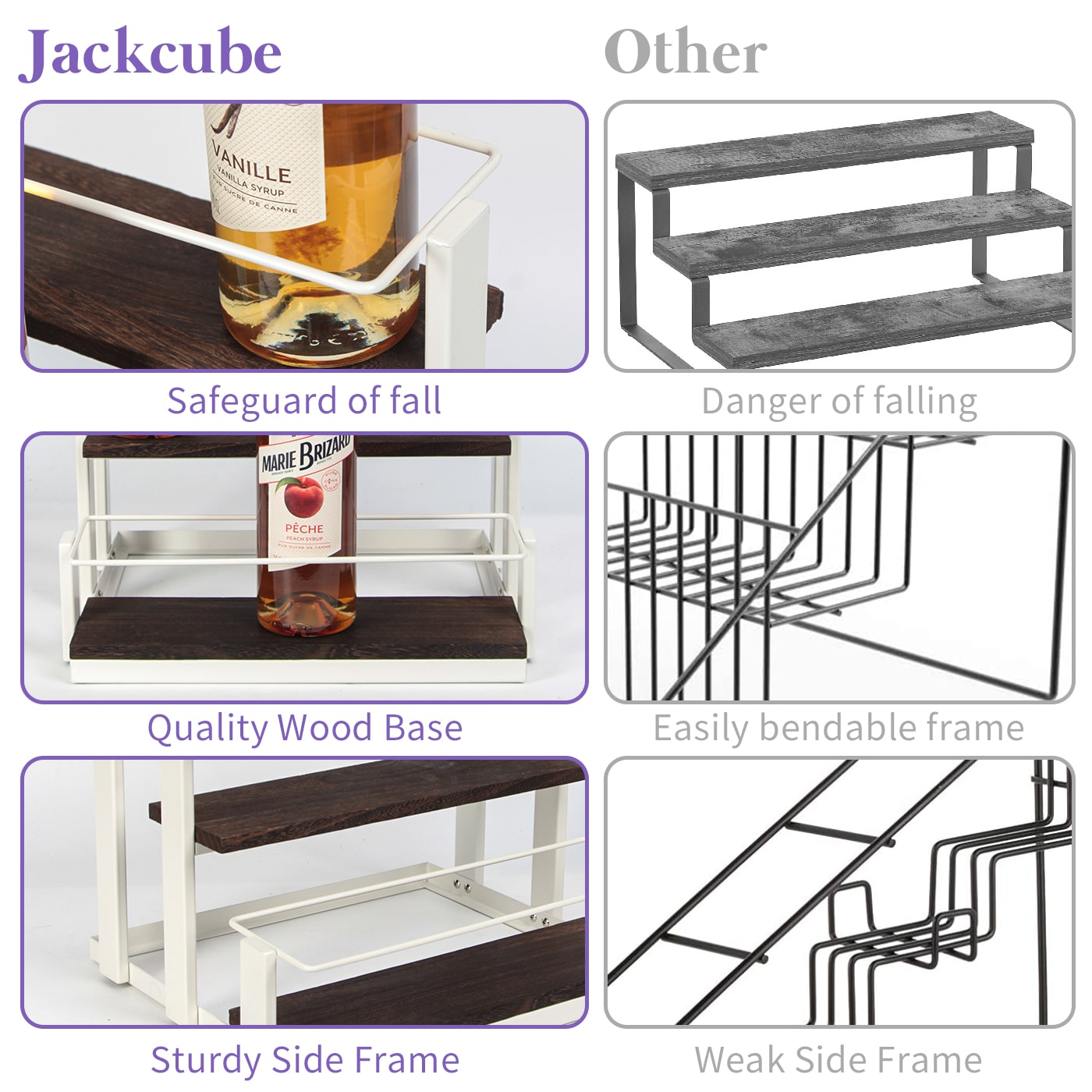 Jackcube Kitchen Portabottiglie 3 Ripiani Bianco 12 Bottiglie
