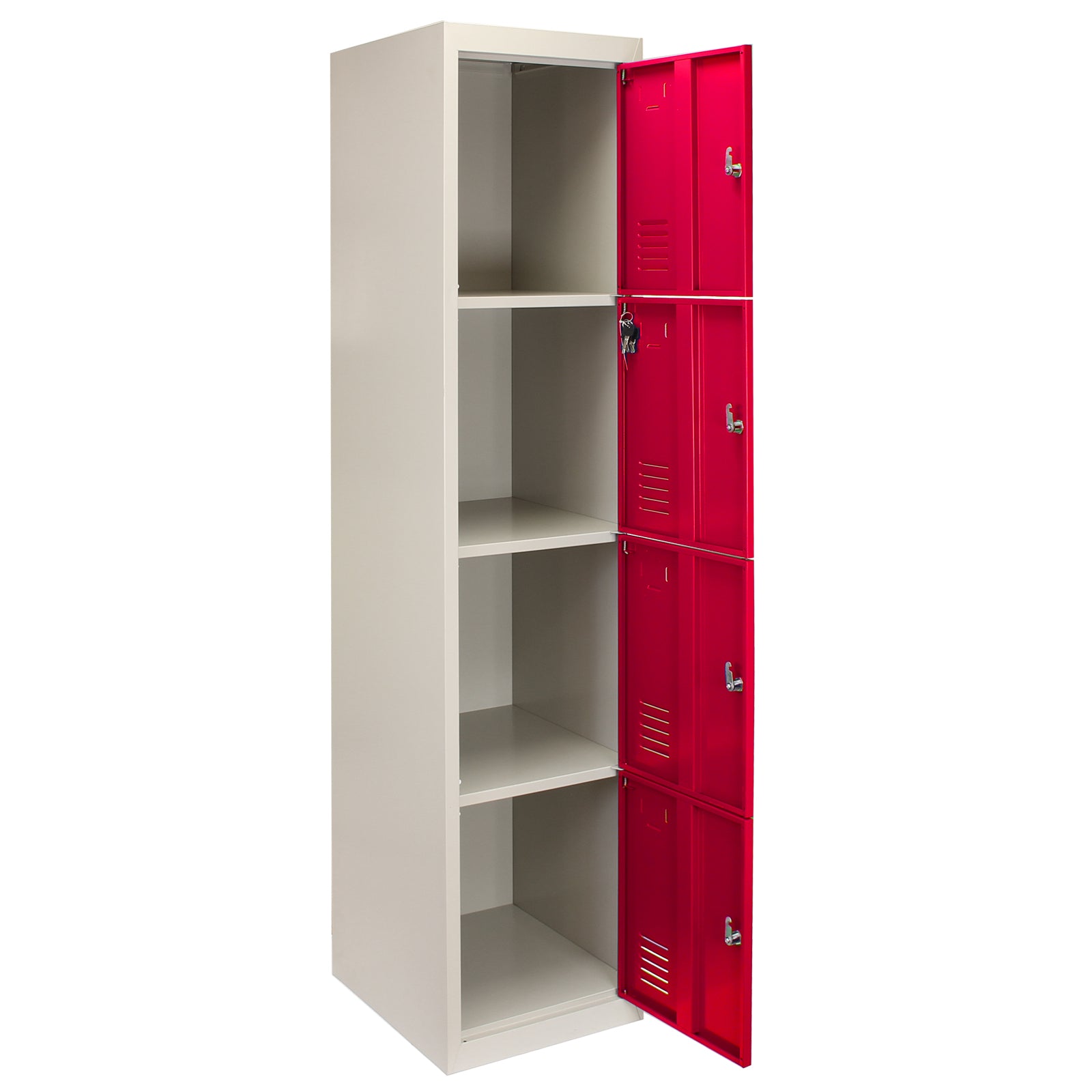 Q-Rax Strumenti da Banco Armadietto Acciaio 4 Porte Rosse 180 cm