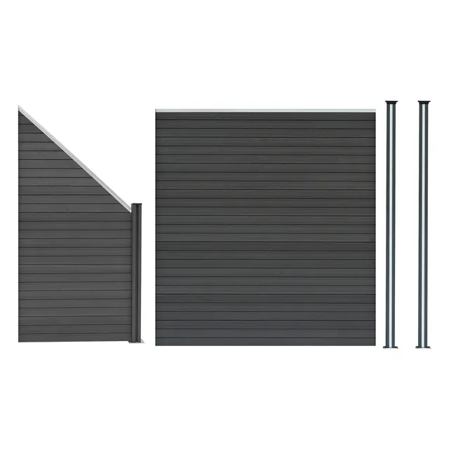 Q-Rax Recinzione Pannelli WPC Grigio con Pali LED Angolo