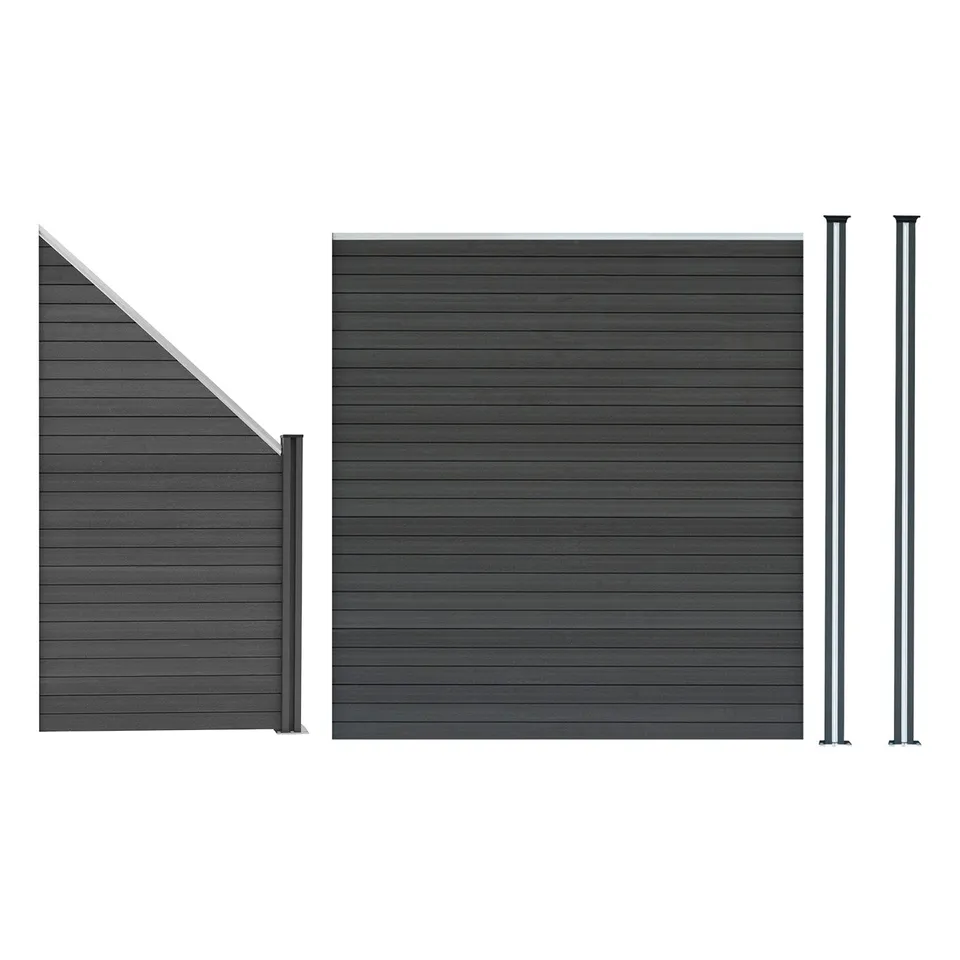 Q-Rax Recinzione Pannelli WPC Grigio con Pali LED Angolo