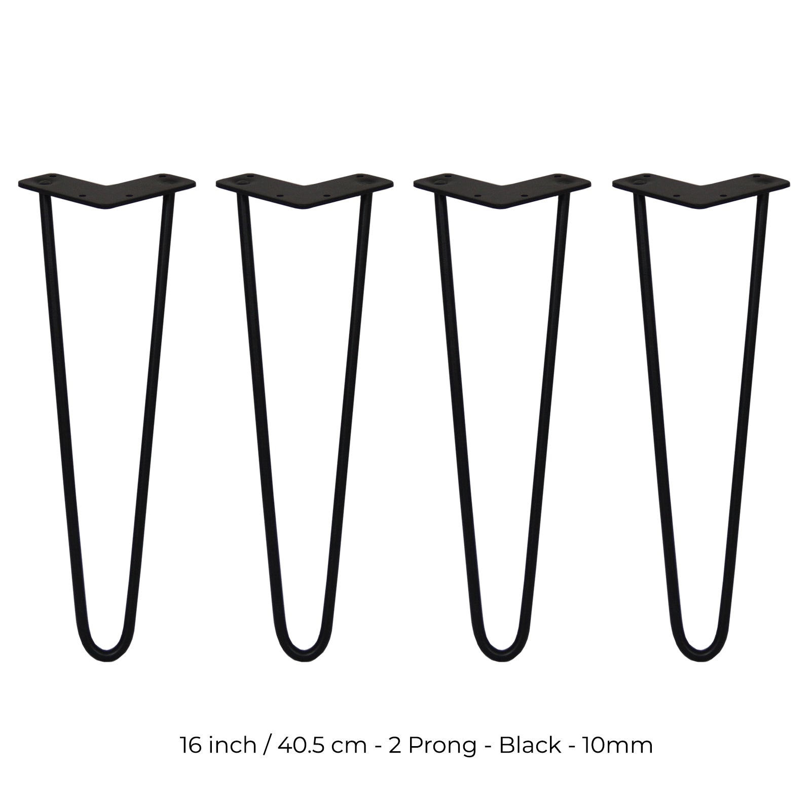 Q-Rax 4 gambe tavolo forcina nere 40,6cm 2 rebbi