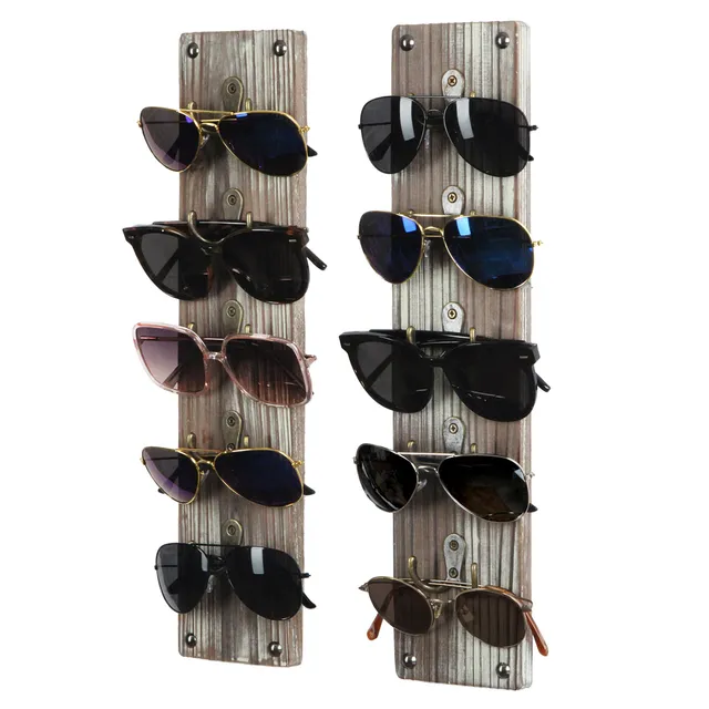 Jackcube Design Portaocchiali da Parete Legno Set 2 Pezzi 5 Ganci