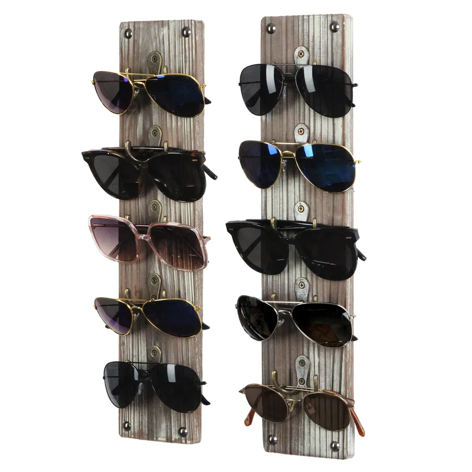 Jackcube Design Portaocchiali da Parete Legno Set 2 Pezzi 5 Ganci