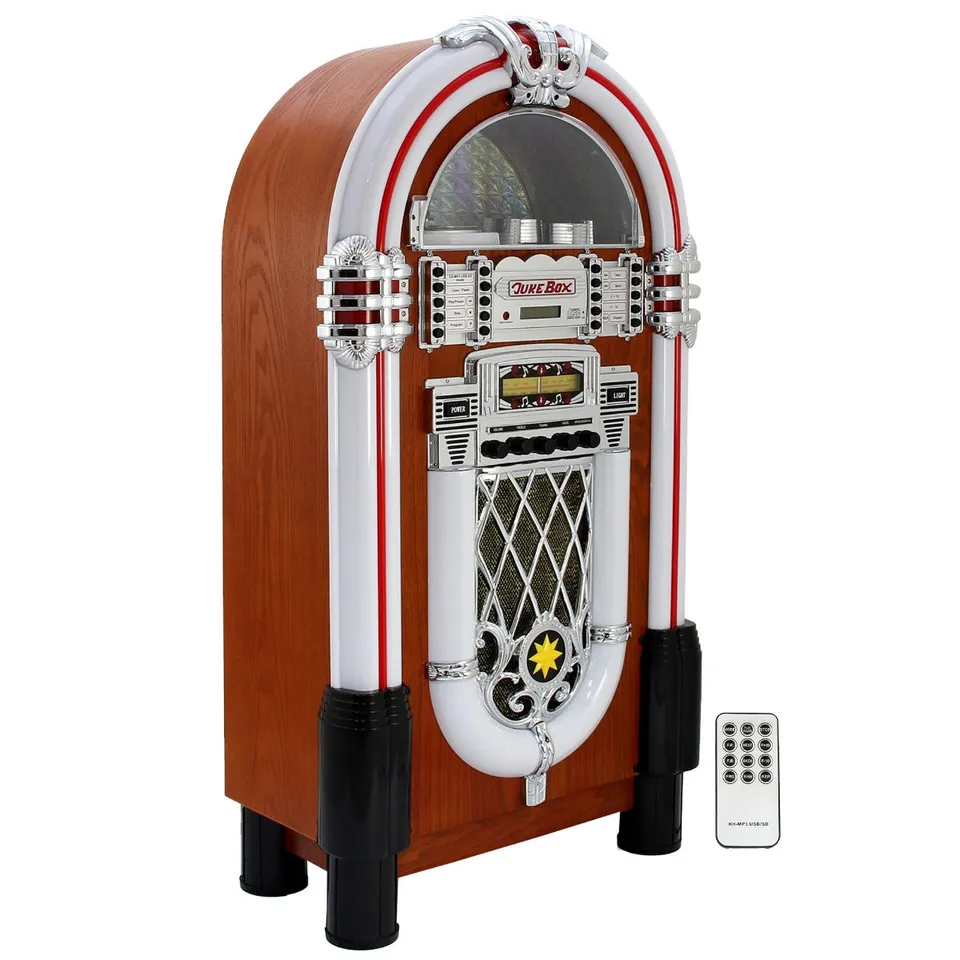 Q-Rax Jukebox Anni 50 CD USB SD Radio Bluetooth Aux Pavimento