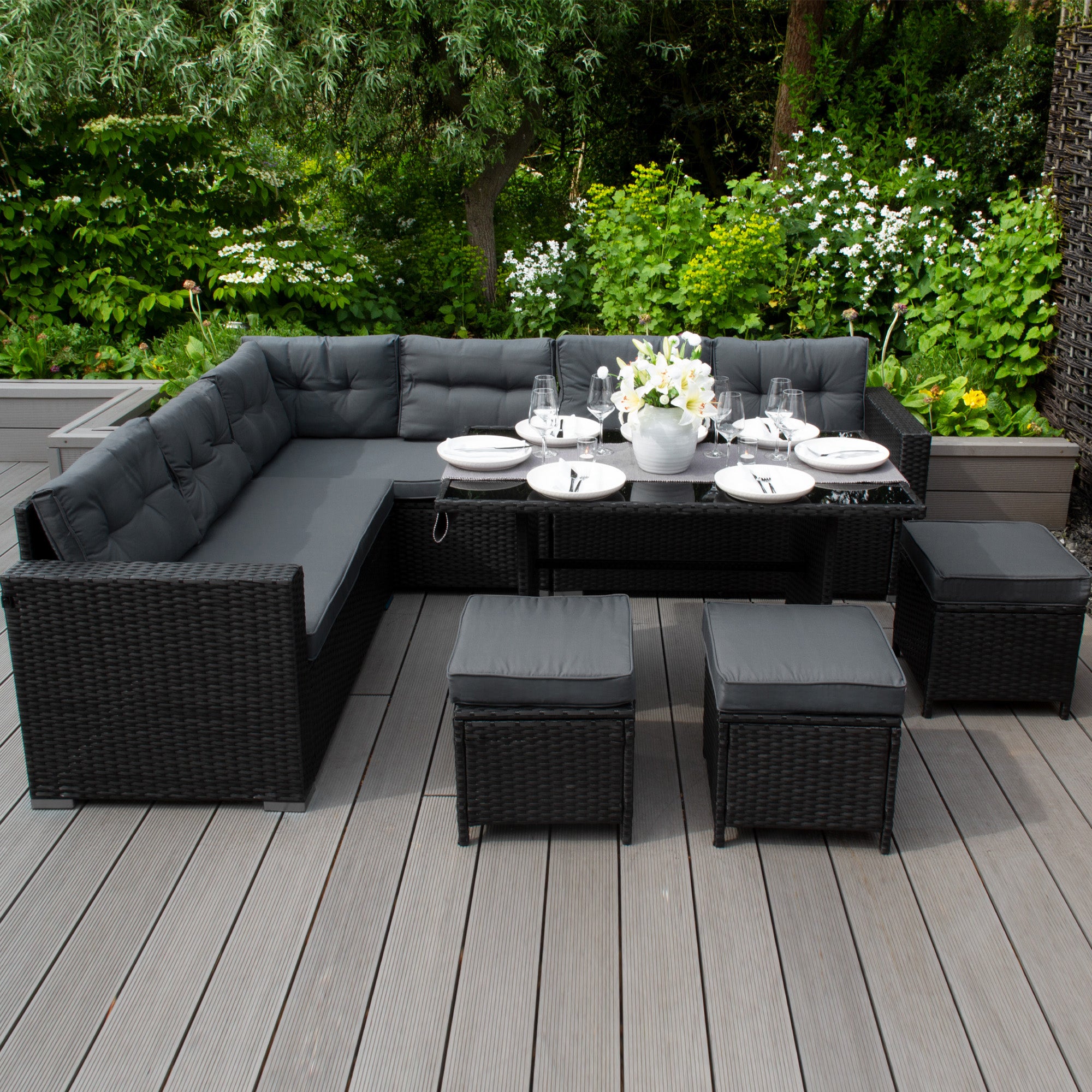 Q-Rax Mobili da Esterno Cuscini Rattan Jardi Grigio Idrorepellenti