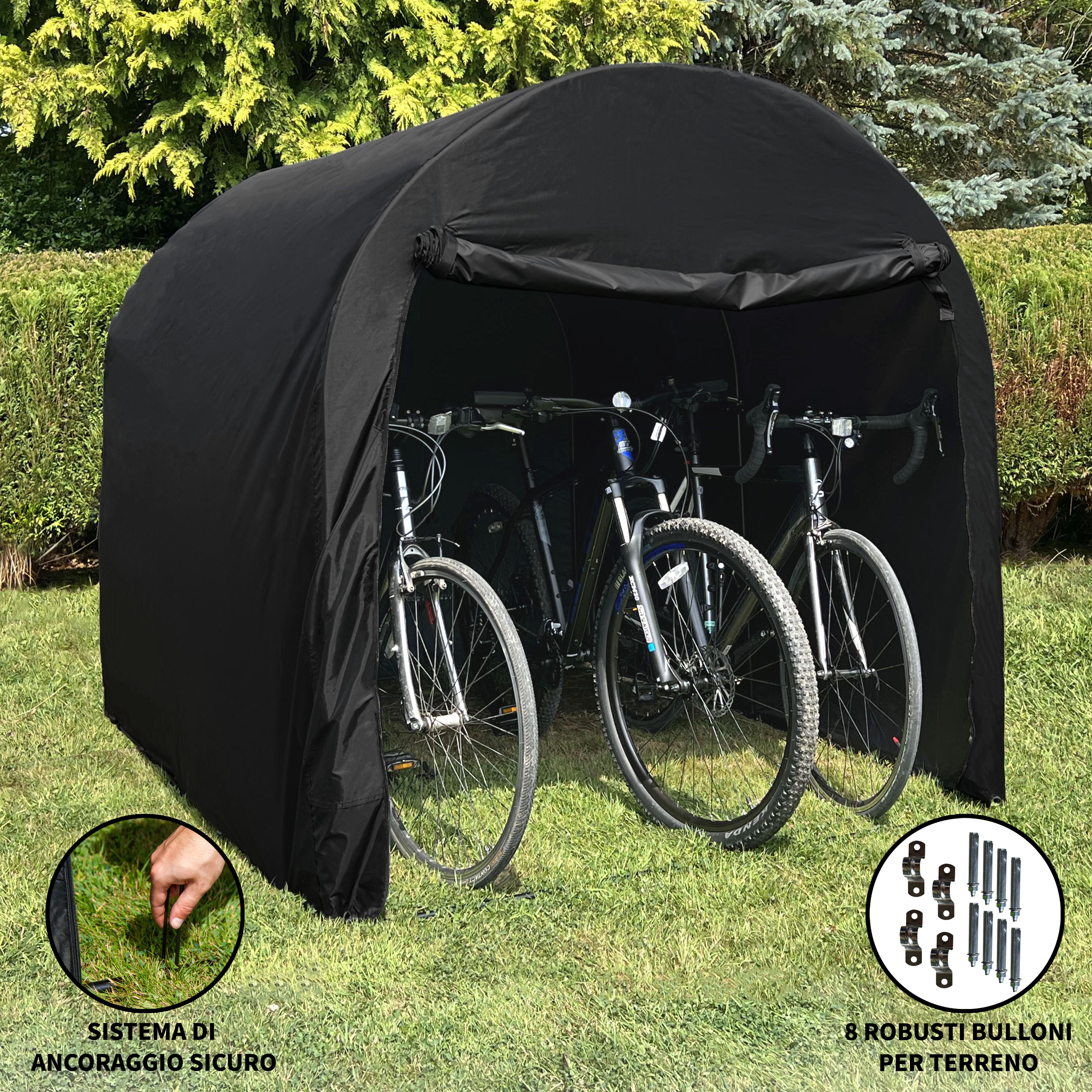 Q-Rax Tenda Garage Bici Grande Nera Impermeabile