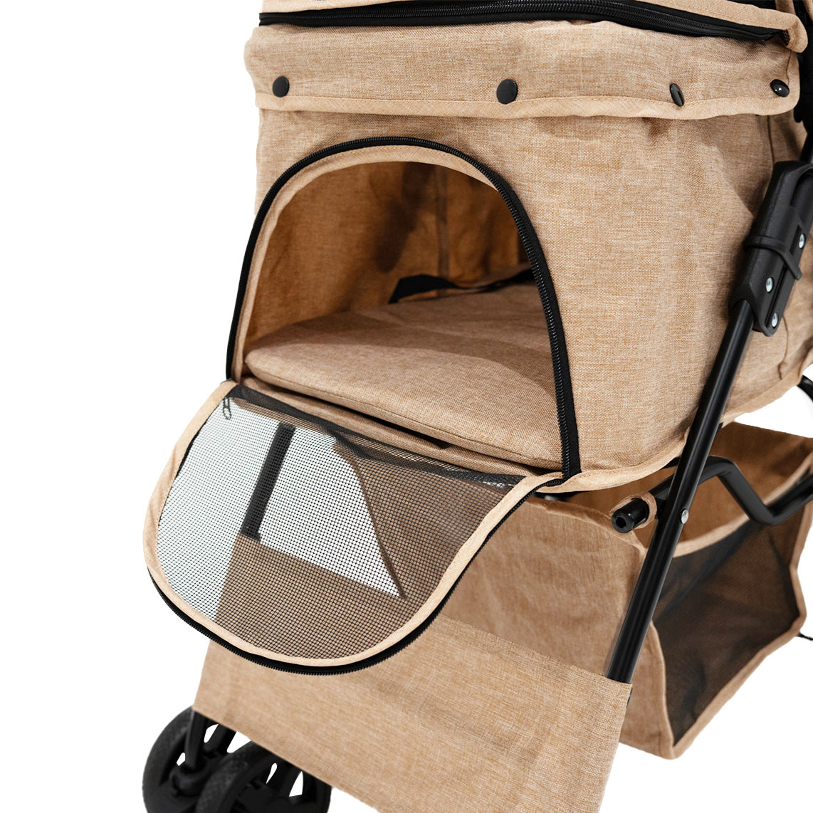 Q-Rax Passeggino per Animali Beige con Antipioggia 15kg