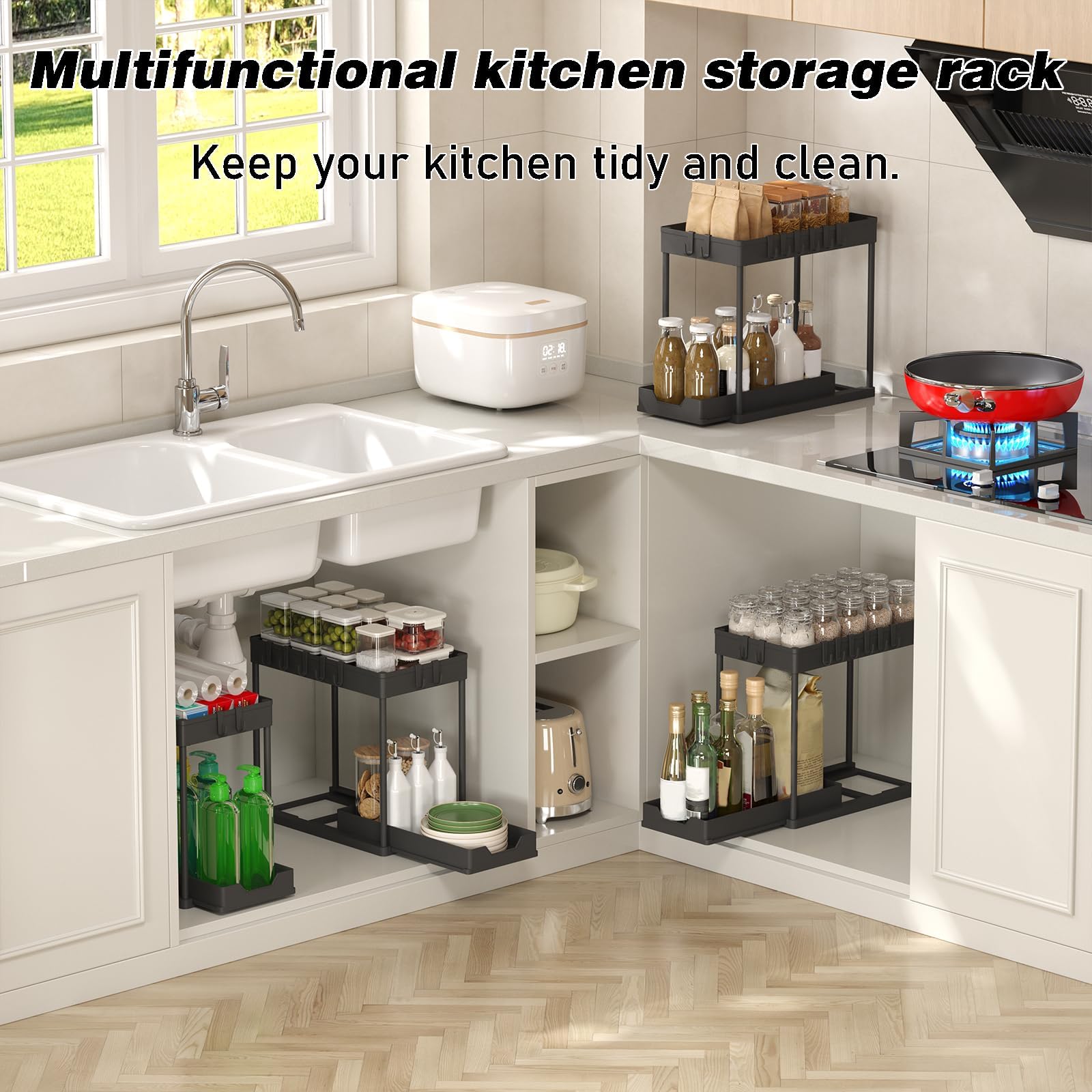 Meltrck Organizer Sottolavello 2 Livelli 2 Pezzi Bianco con Ganci