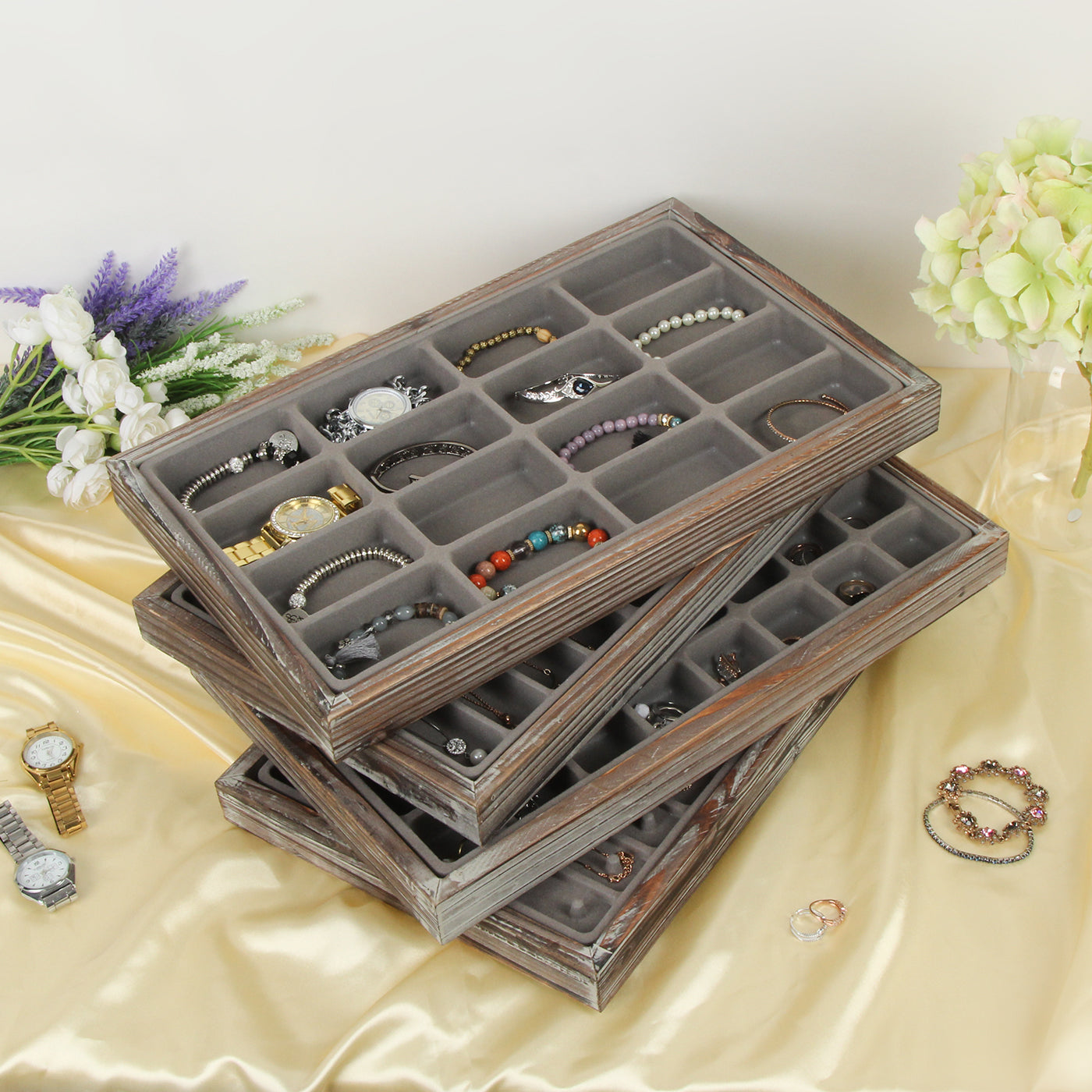Jackcube Design Makeup & Jewelry Set 4 Vassoi Portagioielli Legno