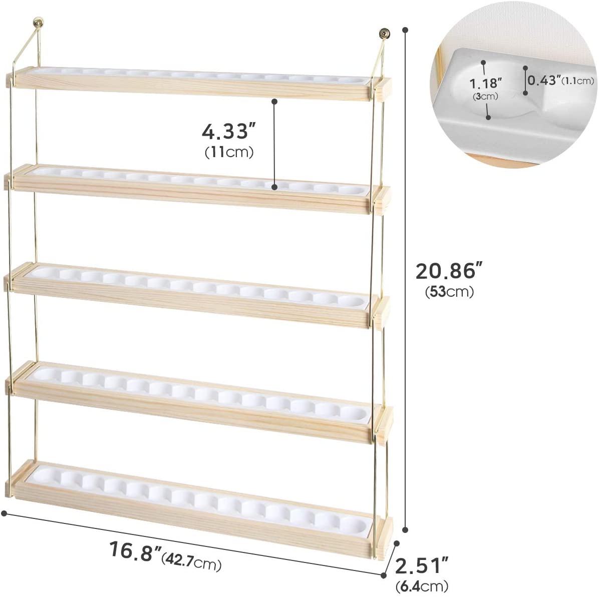 Jackcube Design mensola oli essenziali 5 livelli metallo oro legno