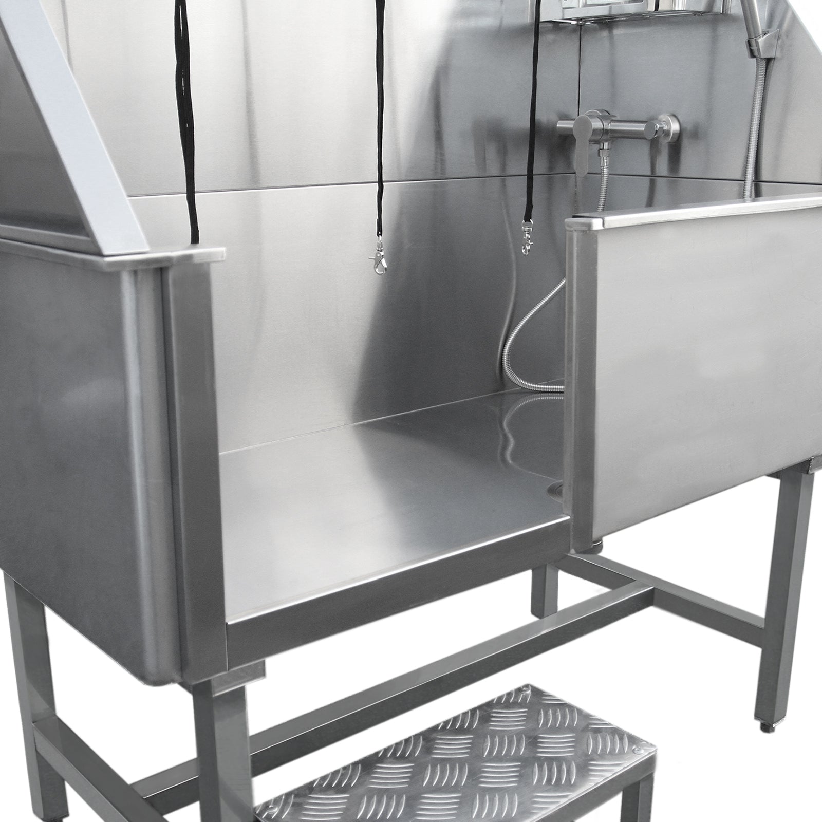 Q-Rax Vasca toelettatura inox 600 mm con rubinetto e gradini