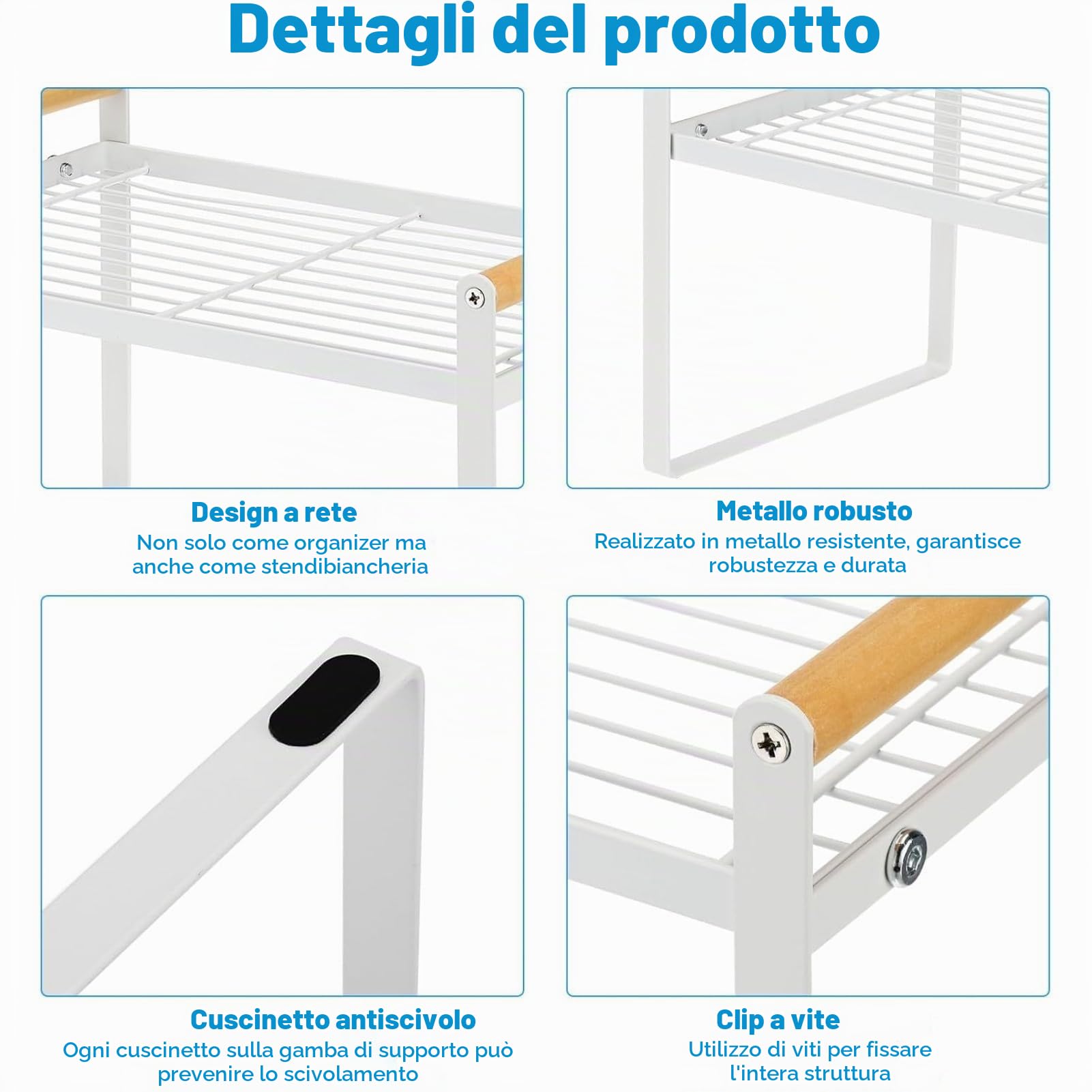 HGYZE Mensole Impilabili Cucina 35x21x20 cm bianco salvaspazio
