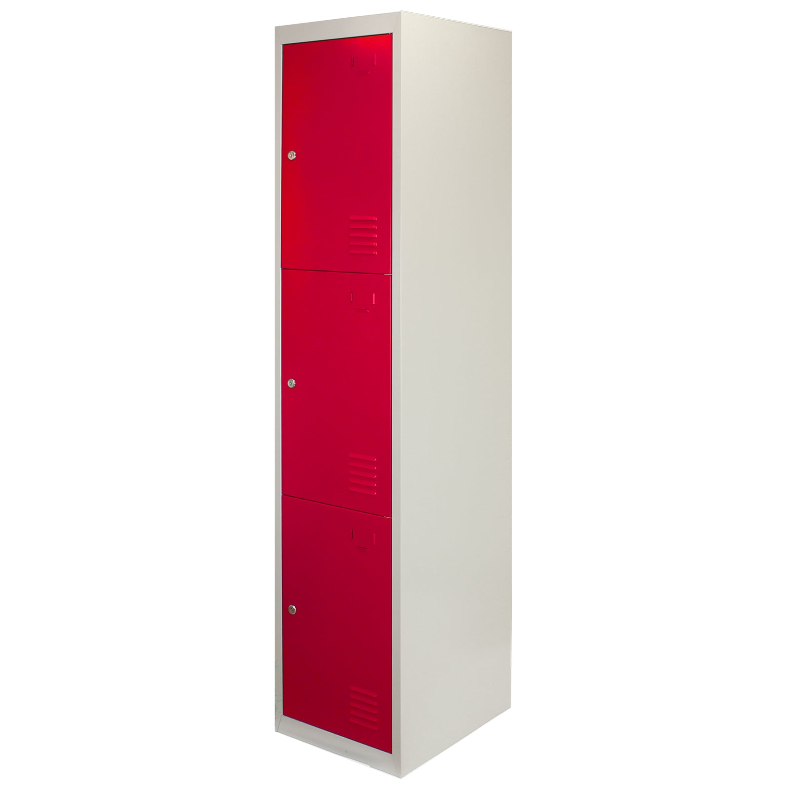 Q-Rax Armadietto Metallo 3 Porte Rosse 180 cm con Chiave