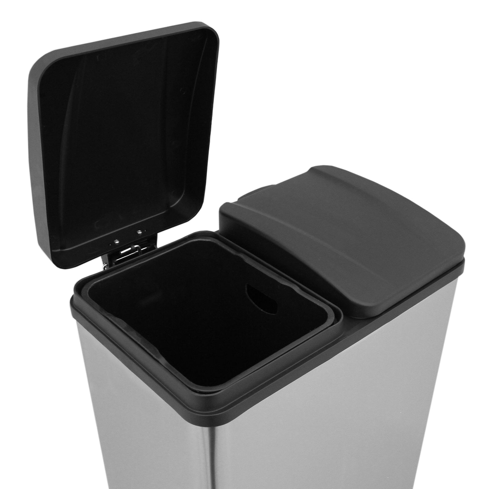 Q-Rax Deposito all'Aperto Pattumiera 60L Acciaio 2x30L Pedale