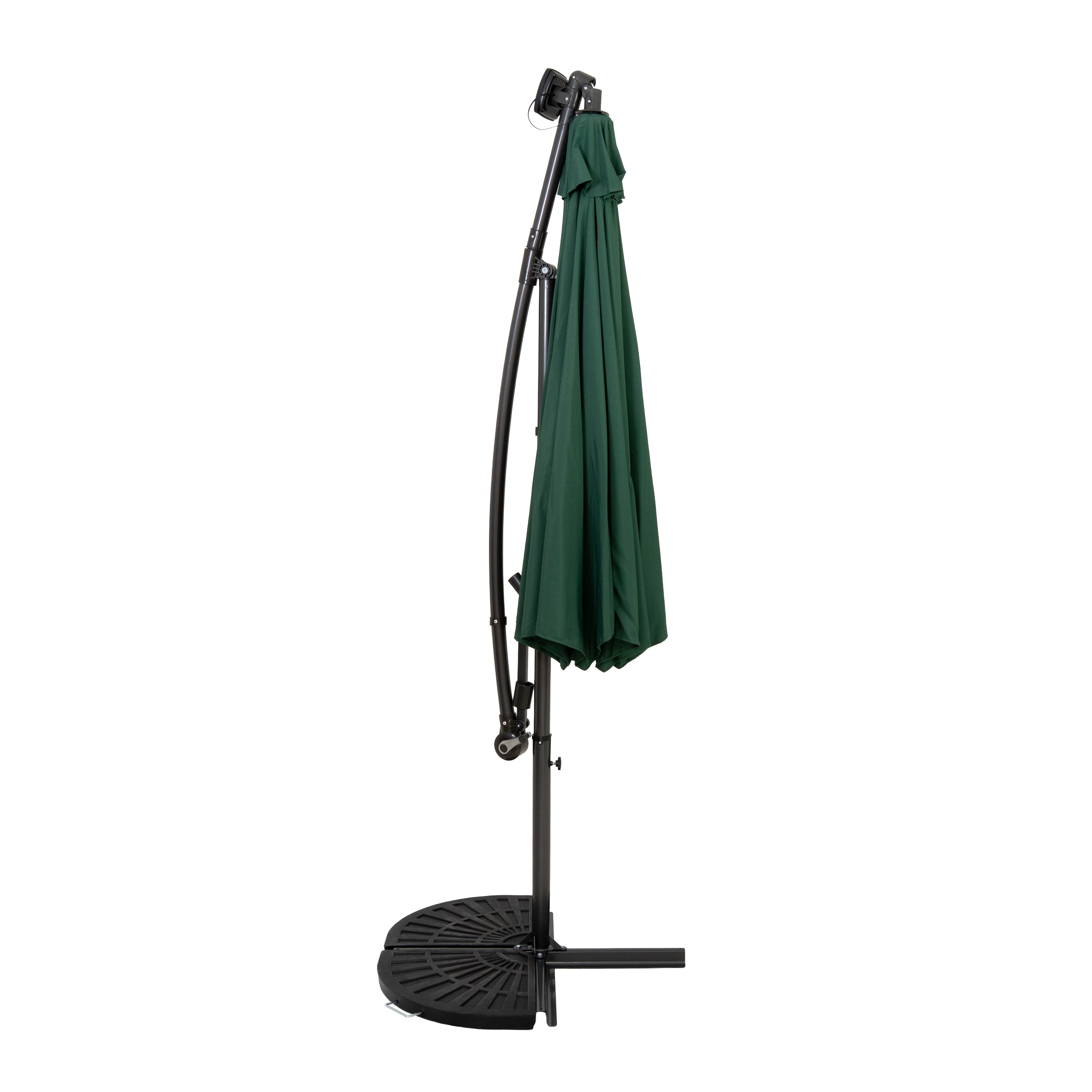Q-Rax Ombrellone Decentrato LED 3m Verde con Base e Pesi