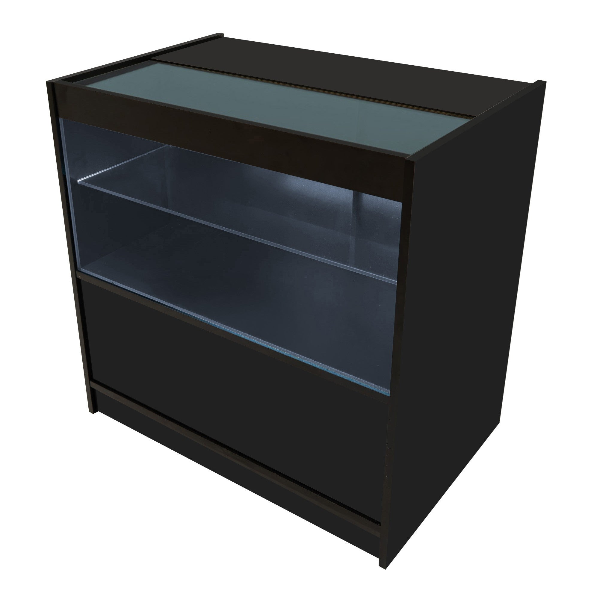 Q-Rax Banconi da Negozio C900 bancone nero vetro LED serratura