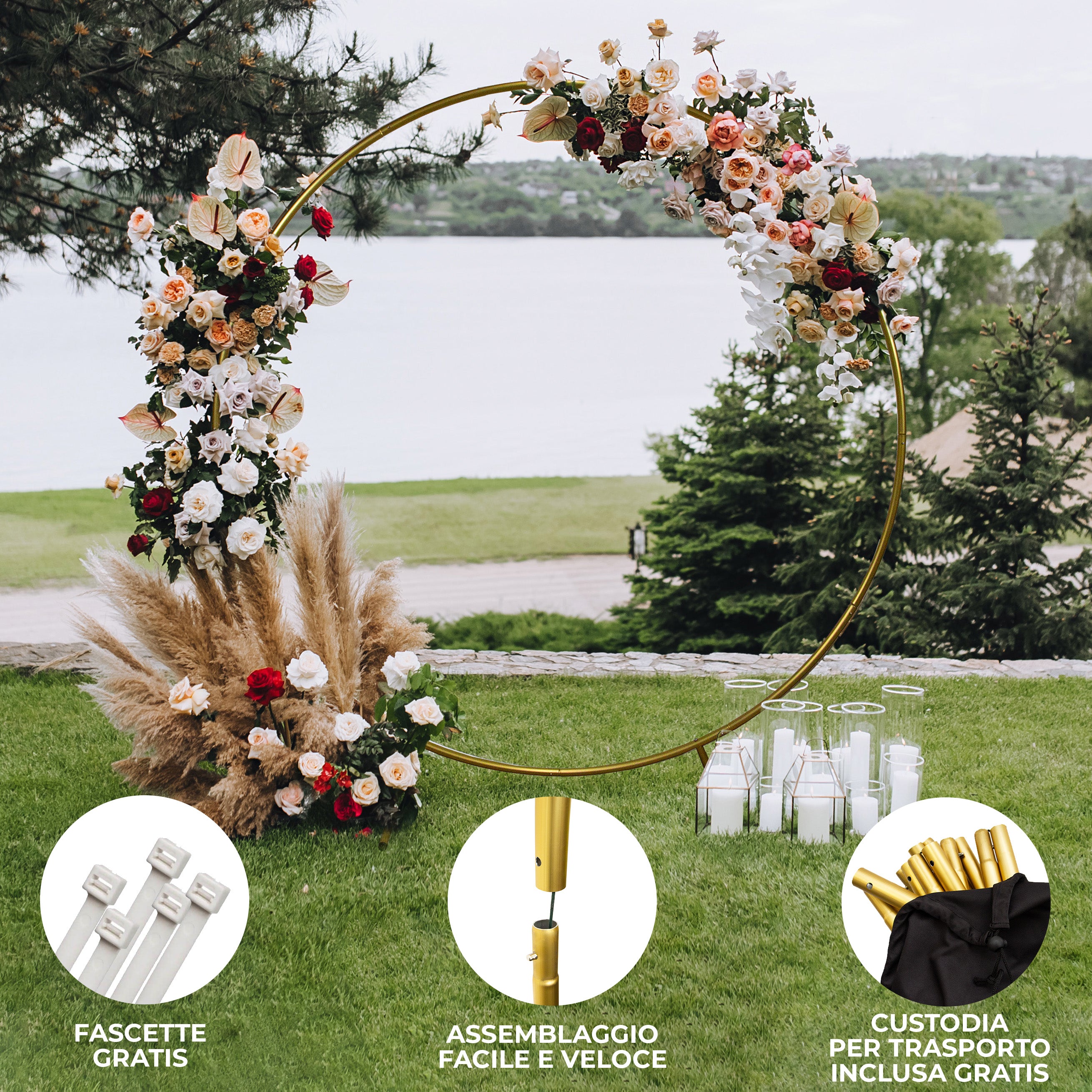 Q-Rax Accessori Casa Arco Matrimonio Dorato 200cm