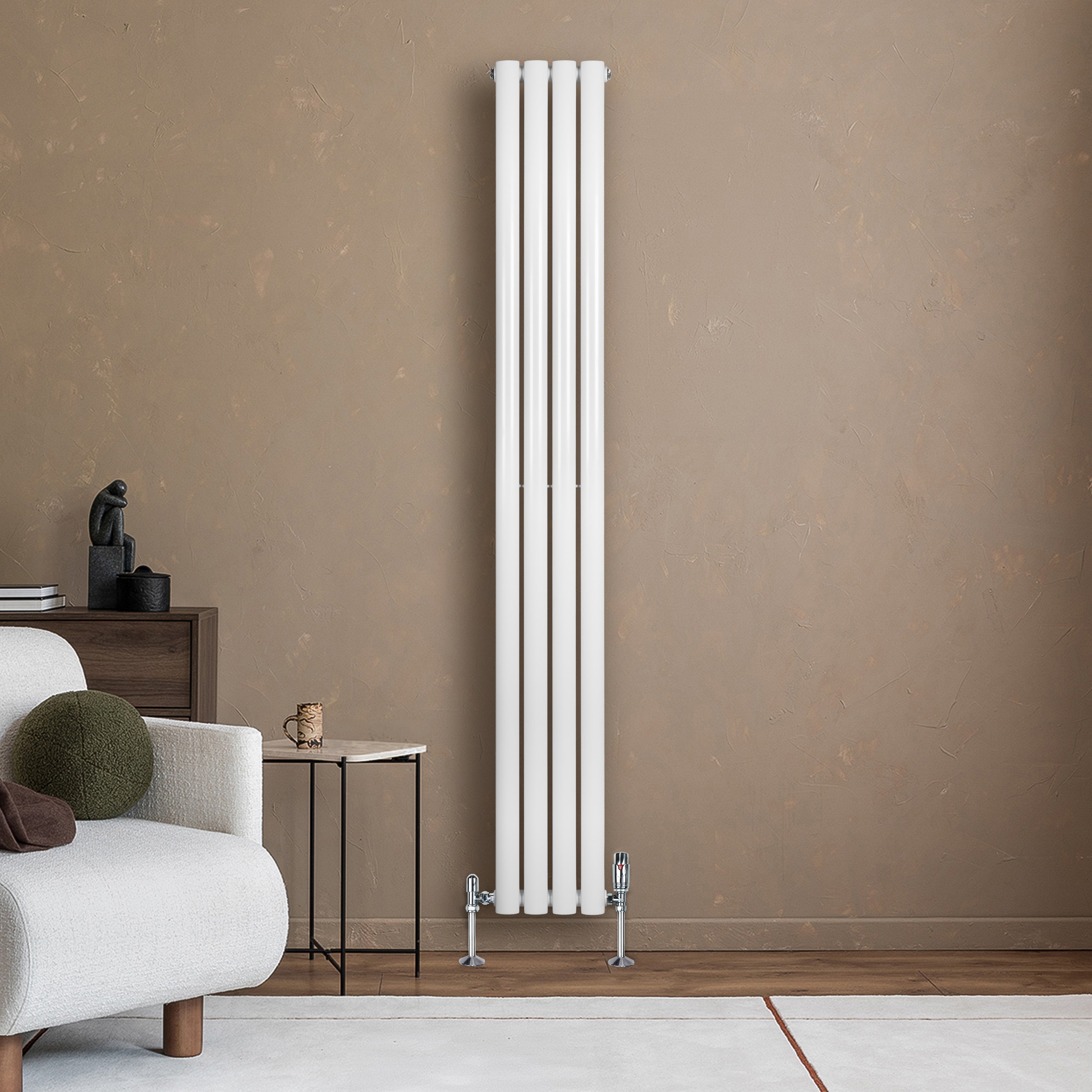 Q-Rax Radiatore Ovale Verticale 1800x240 mm Bianco