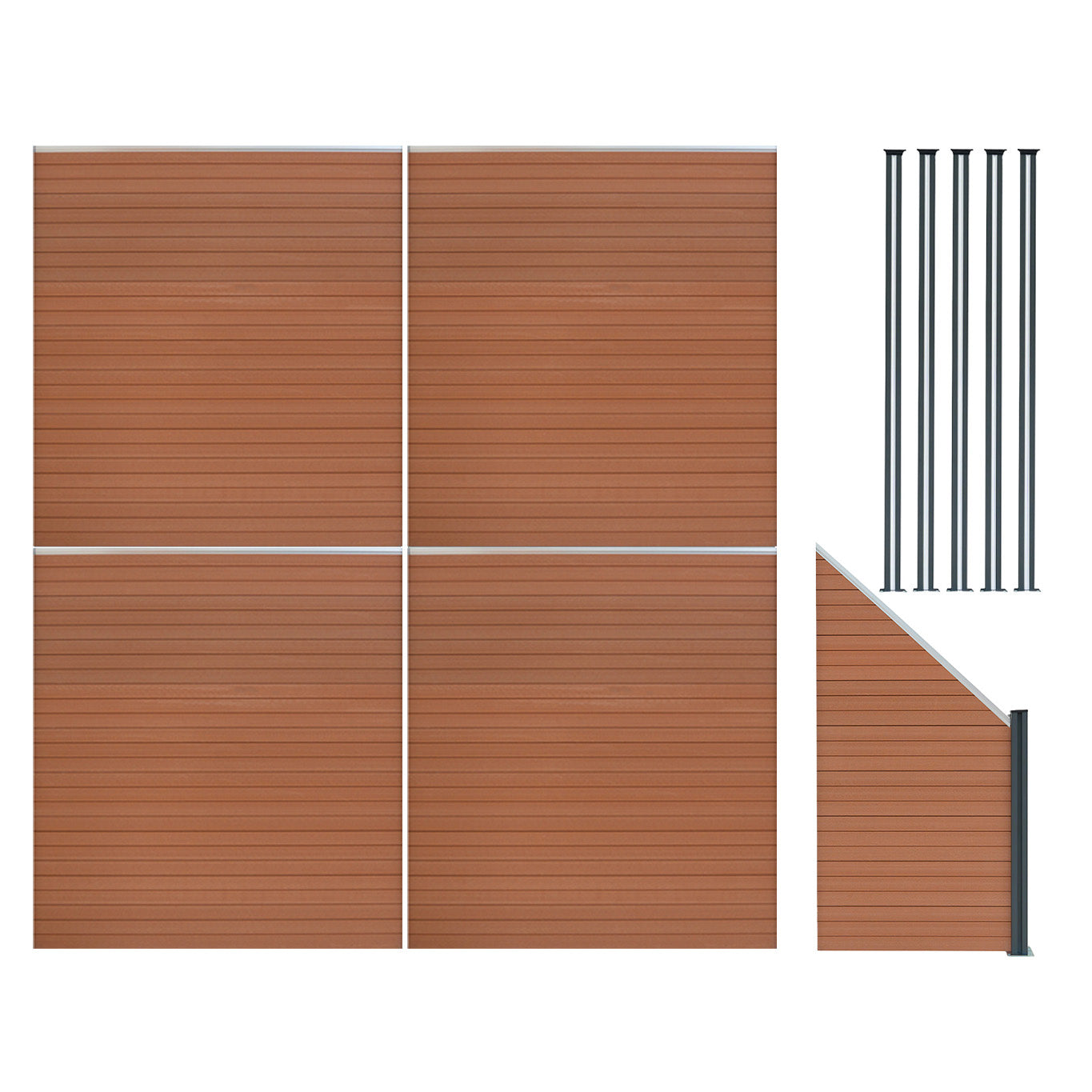 Q-Rax Deposito all'Aperto Set 4 Pannelli Recinzione Marrone LED