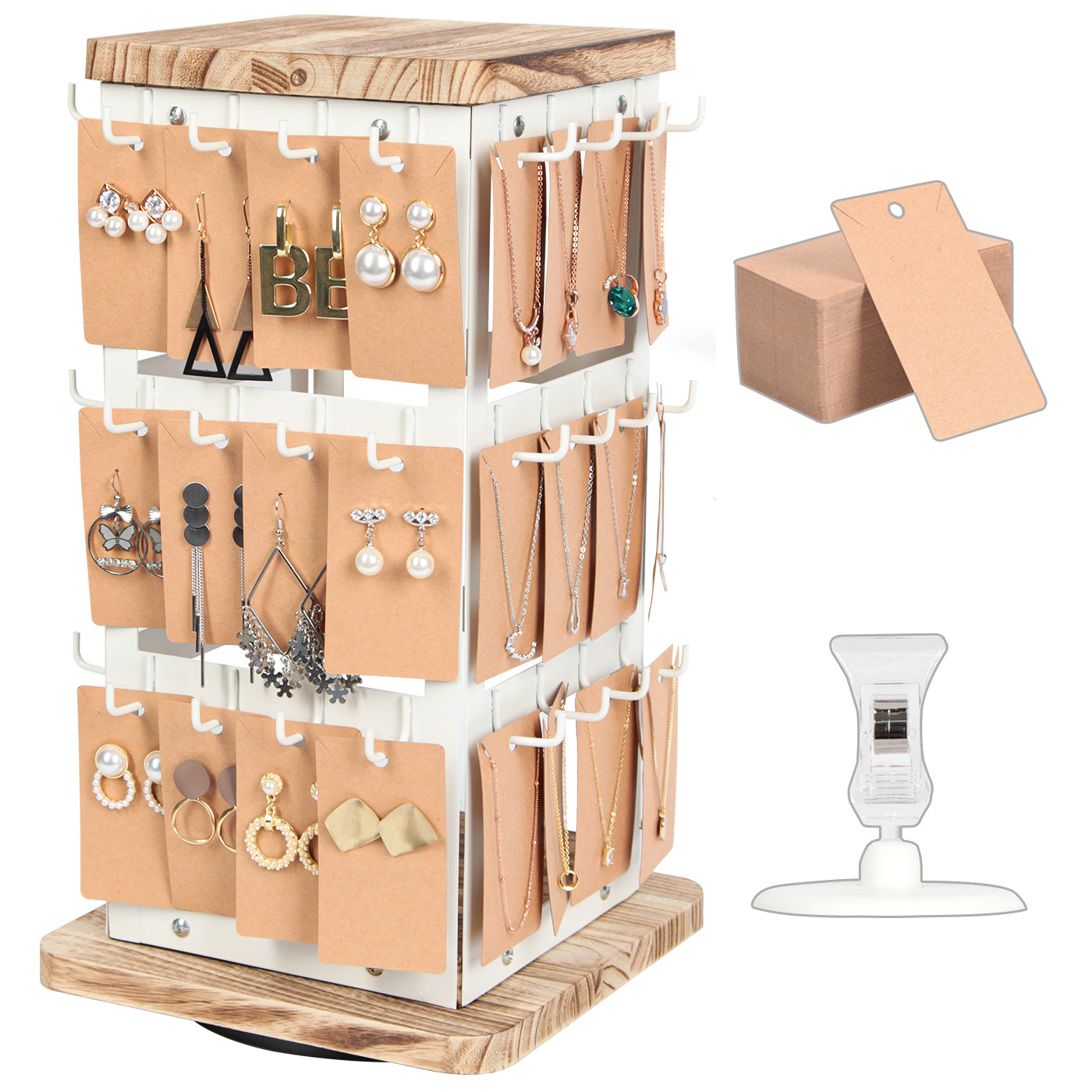 Jackcube Design Makeup Porta Orecchini Girevole 3 Piani Bianco