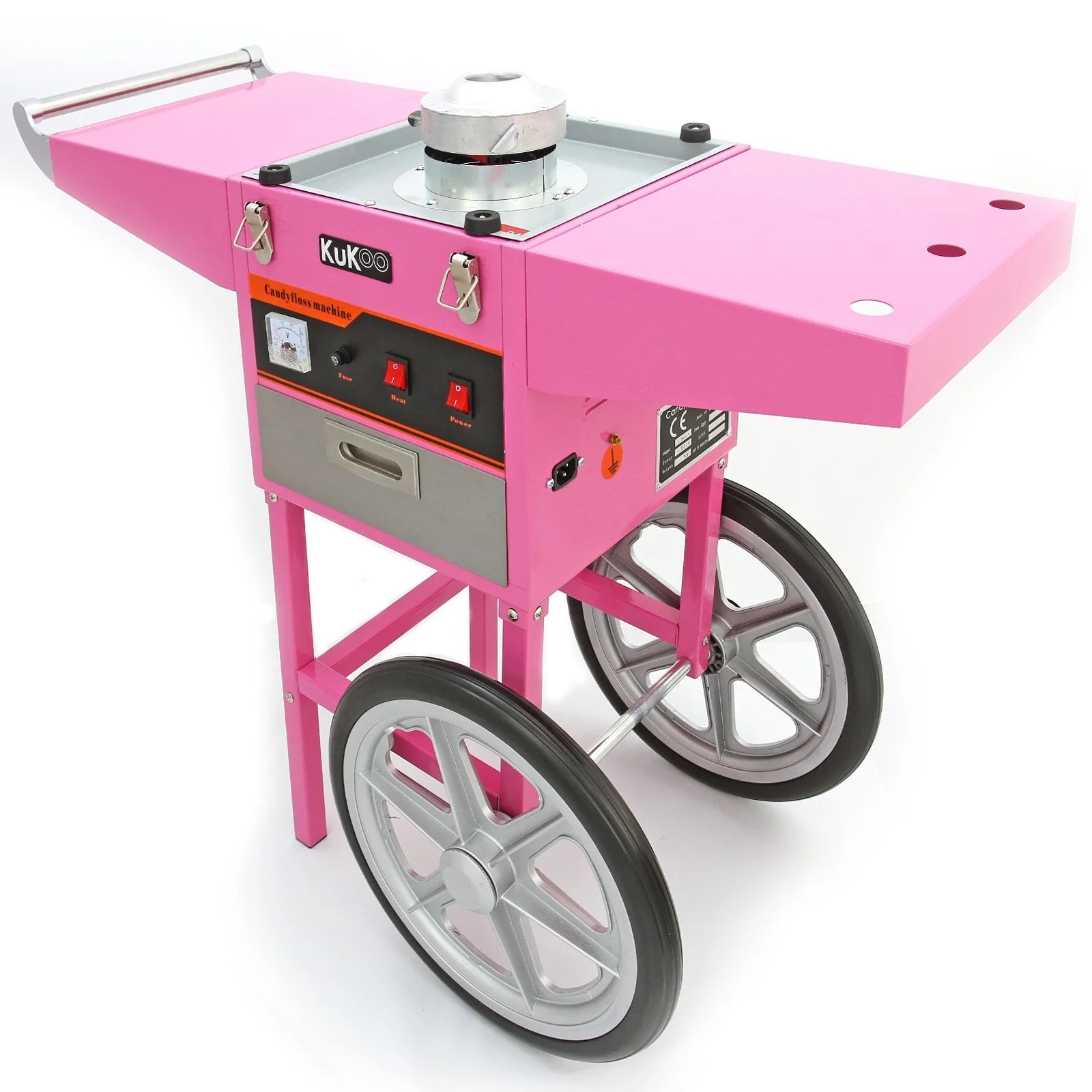 Q-Rax Macchina Zucchero Filato Rosa 50 cm con Carrello