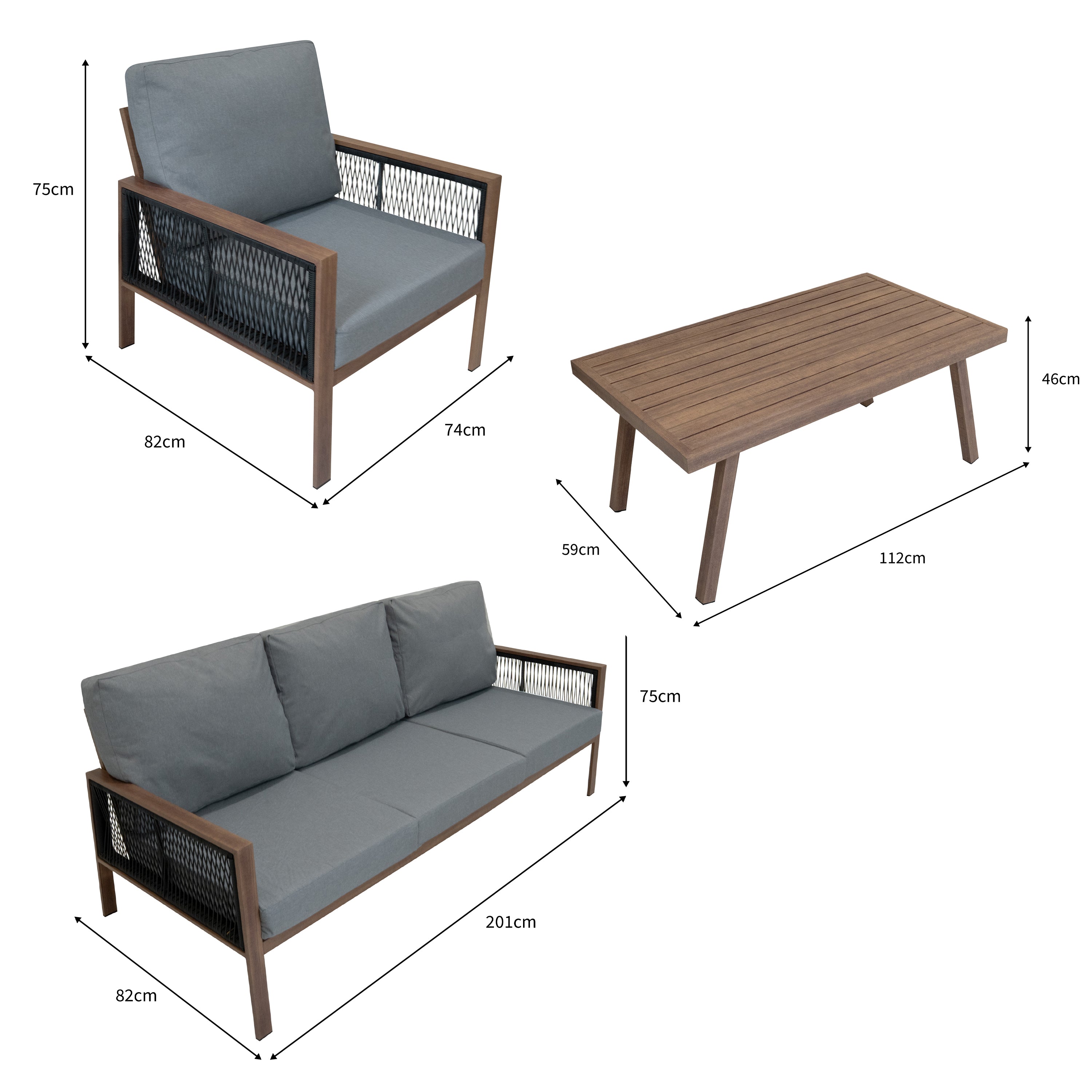 Q-Rax Mobili da Esterno set divano giardino 4 pezzi legno