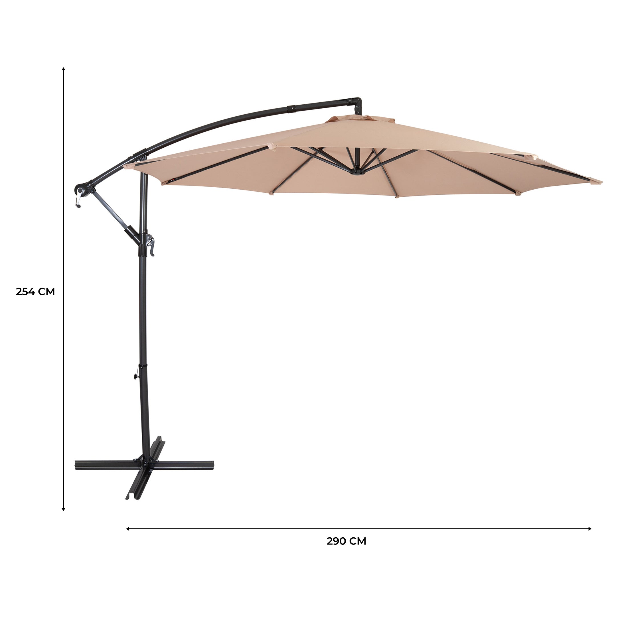 Q-Rax Ombrellone Decentrato 3m Beige con 4 Pesi