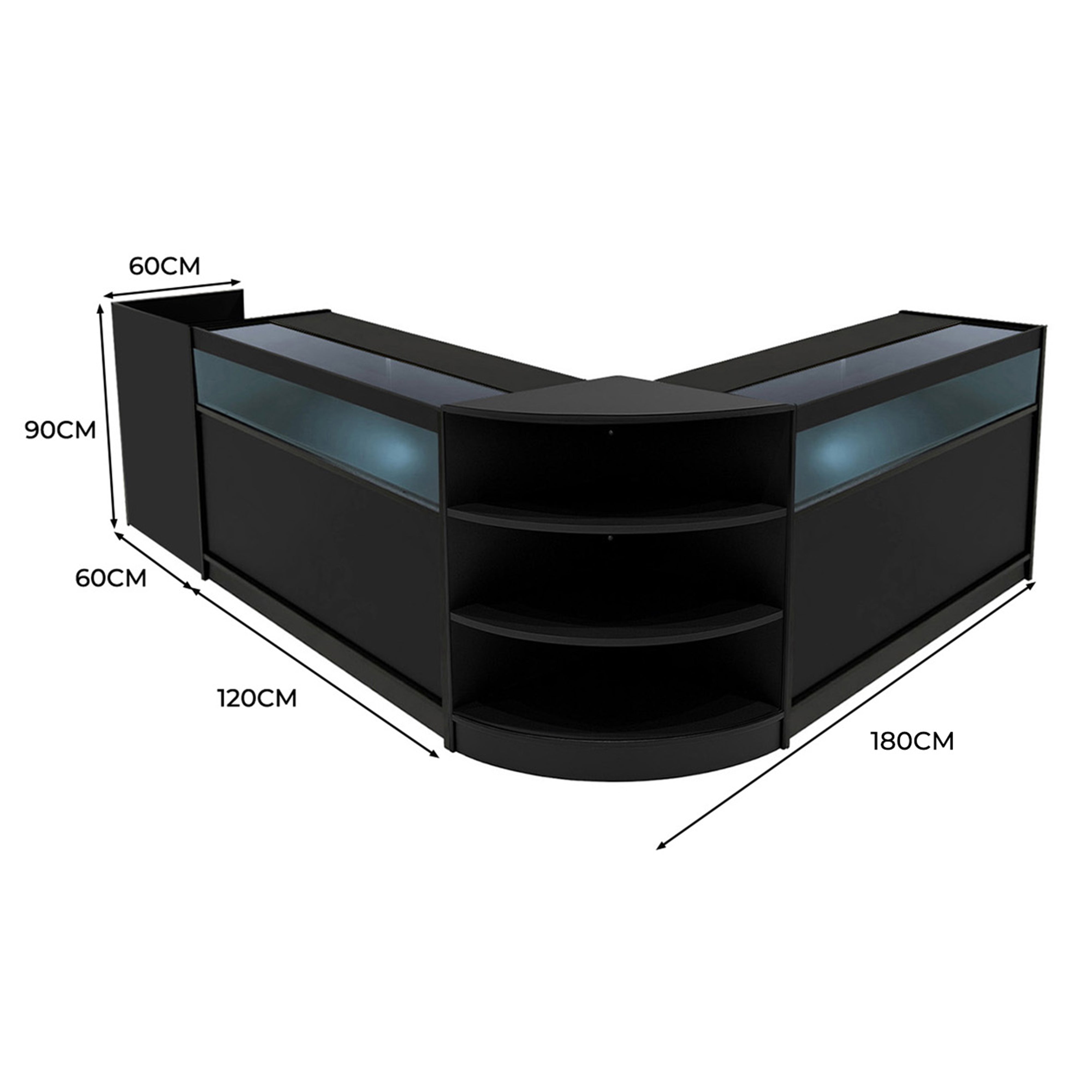 Q-Rax Sagittarius Set 4 Banconi LED Nero B1200 LM60 TB60