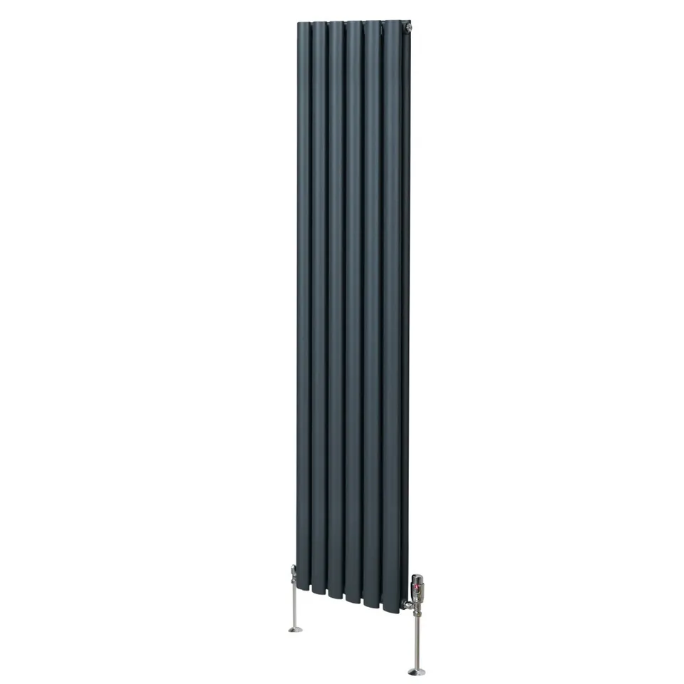 Q-Rax Radiatori 1800x360 Radiatore Antracite Valvole Cromate