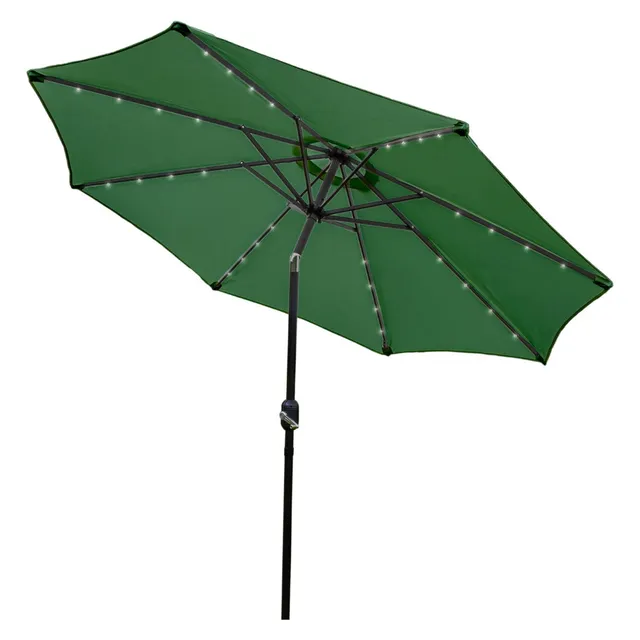 Q-Rax Ombrellone Giardino Inclinabile 2,7m Verde LED Solare
