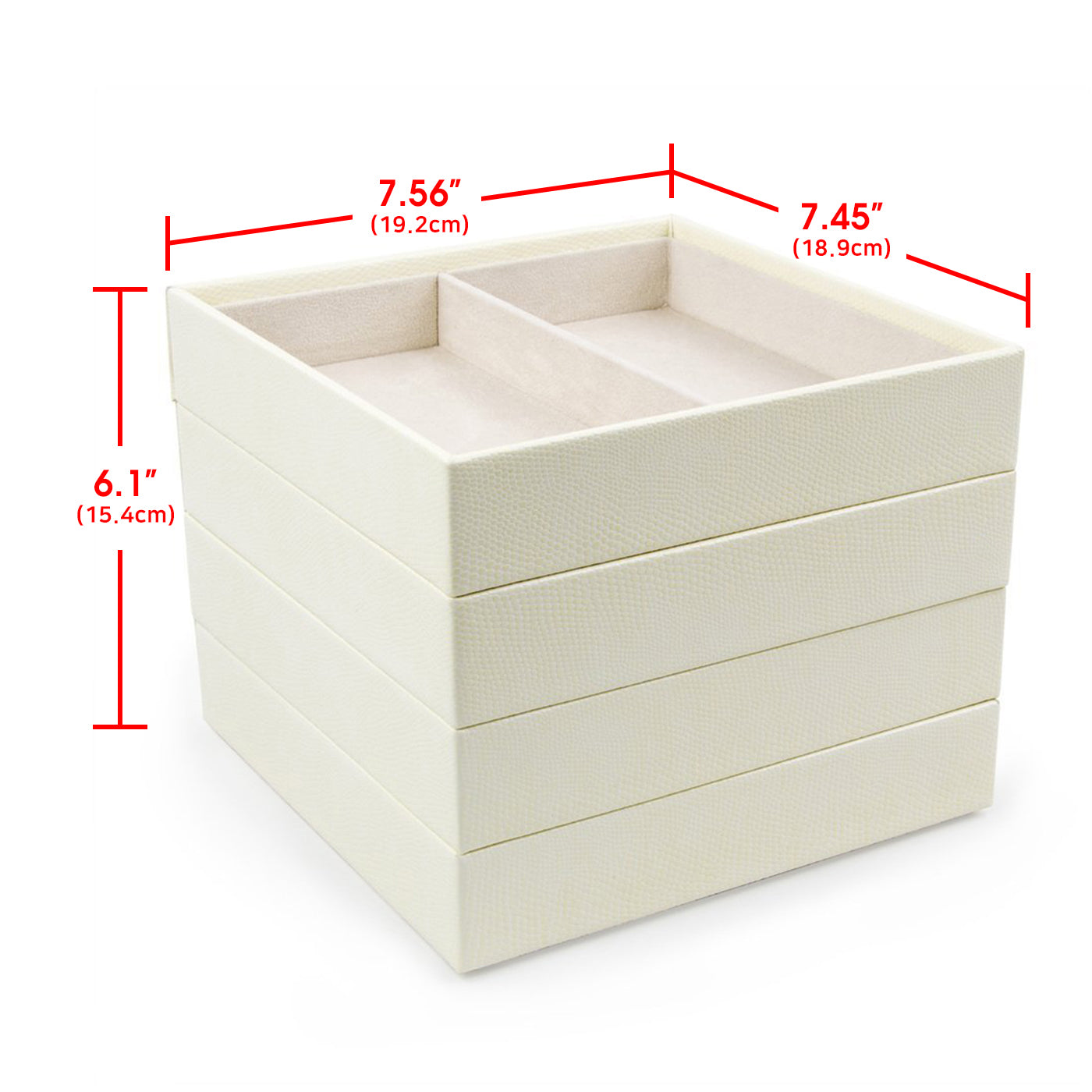 Jackcube Design Set 4 Vassoi Portagioielli Pelle Avorio Impilabili