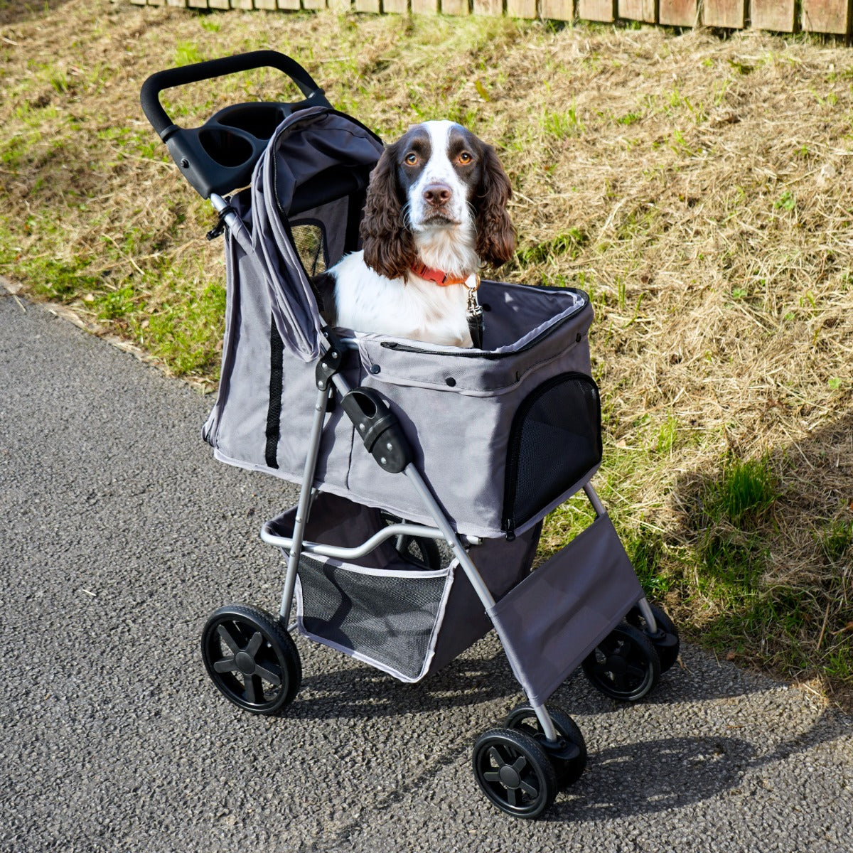 Q-Rax Passeggino Animali Parapioggia Grigio fino 15 kg