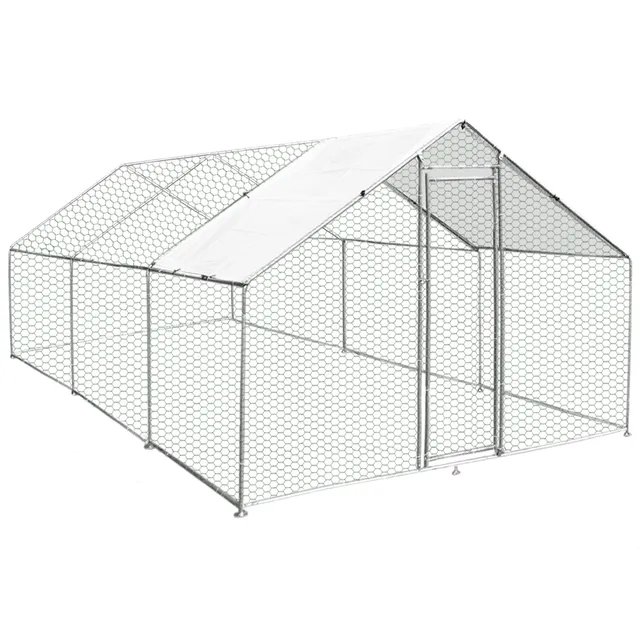 Q-Rax Recinzione Pollaio Esterno 4x6m Acciaio con Tetto