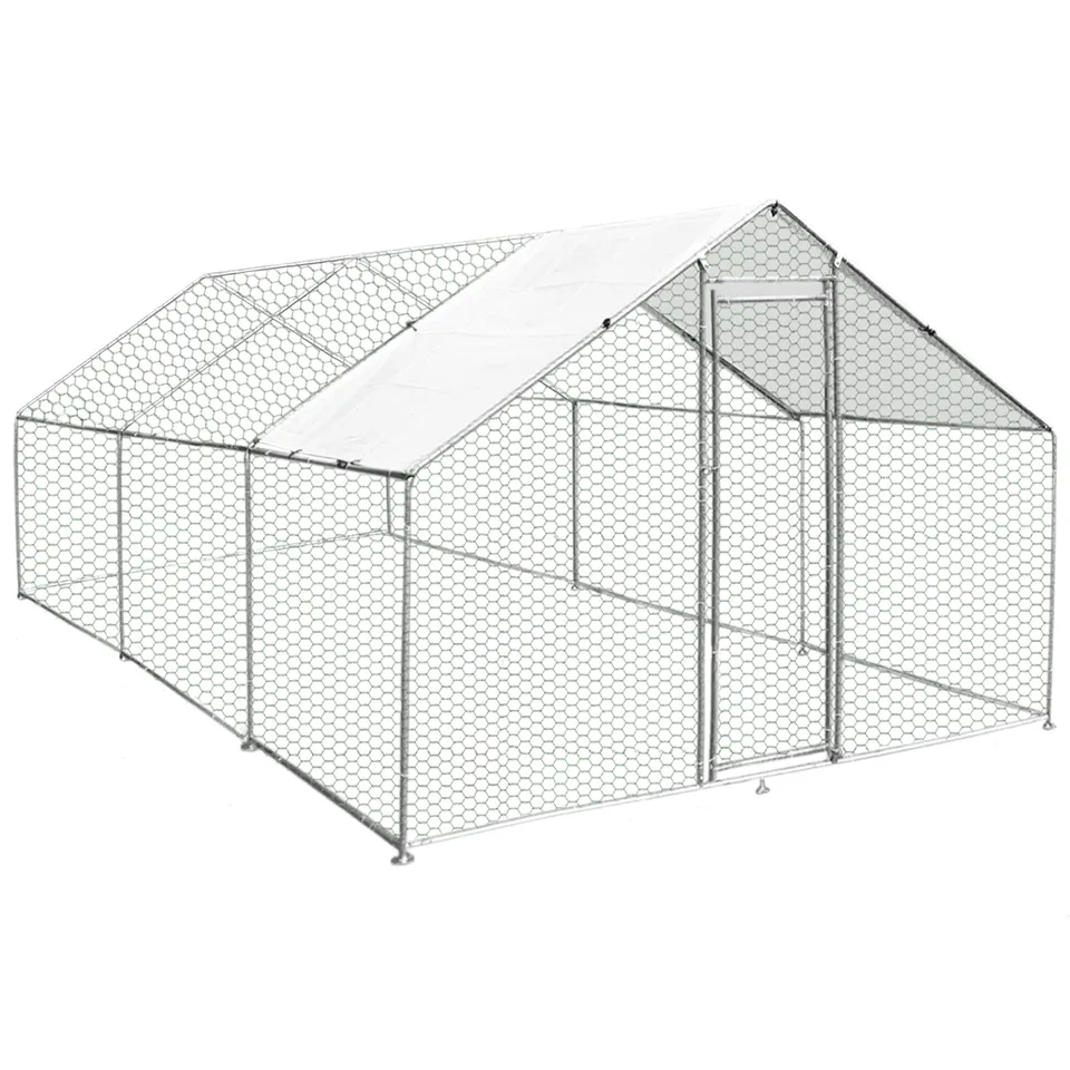 Q-Rax Recinzione Pollaio Esterno 4x6m Acciaio con Tetto
