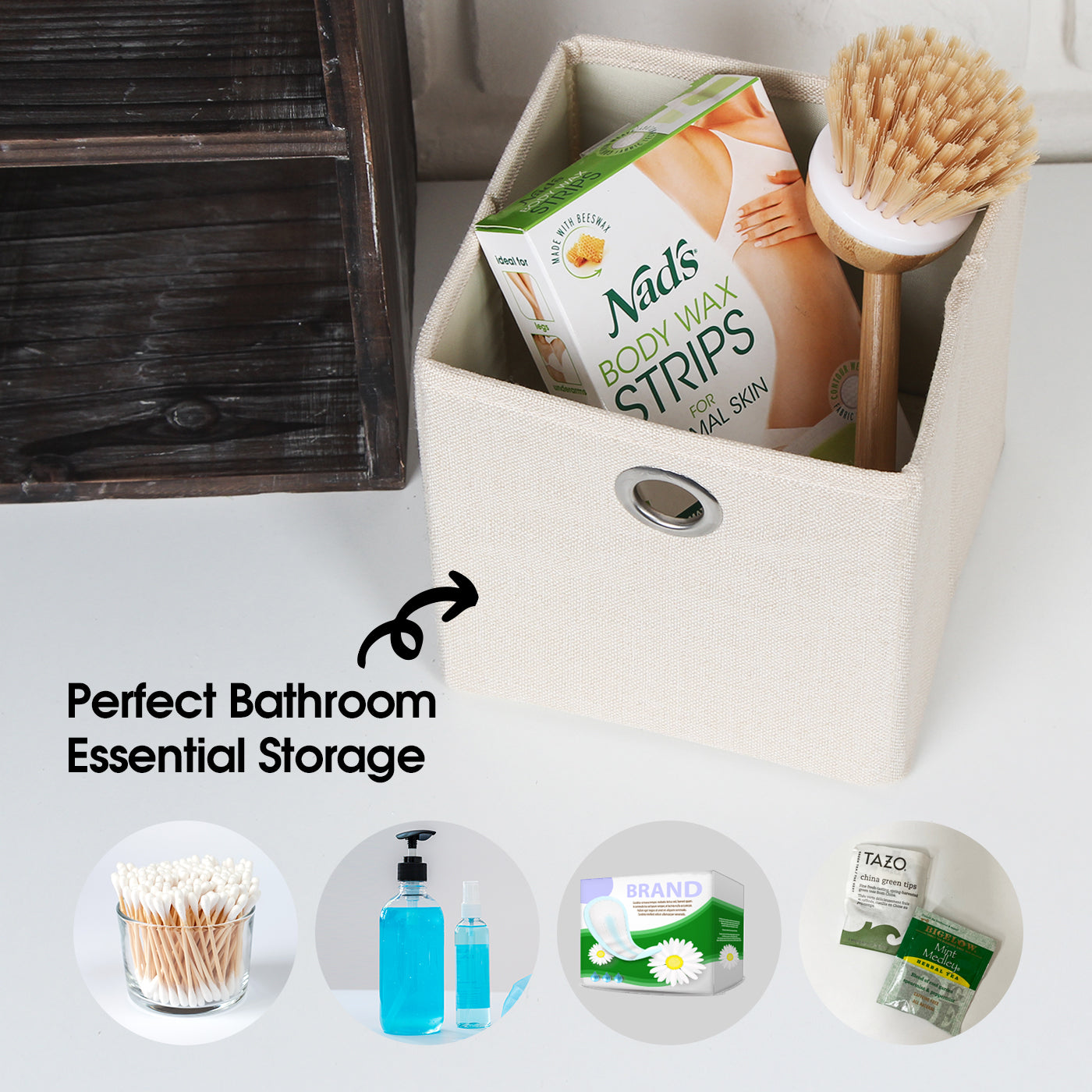 Jackcube Design Bathroom scaffale bagno legno 4 cubi con 2 cesti