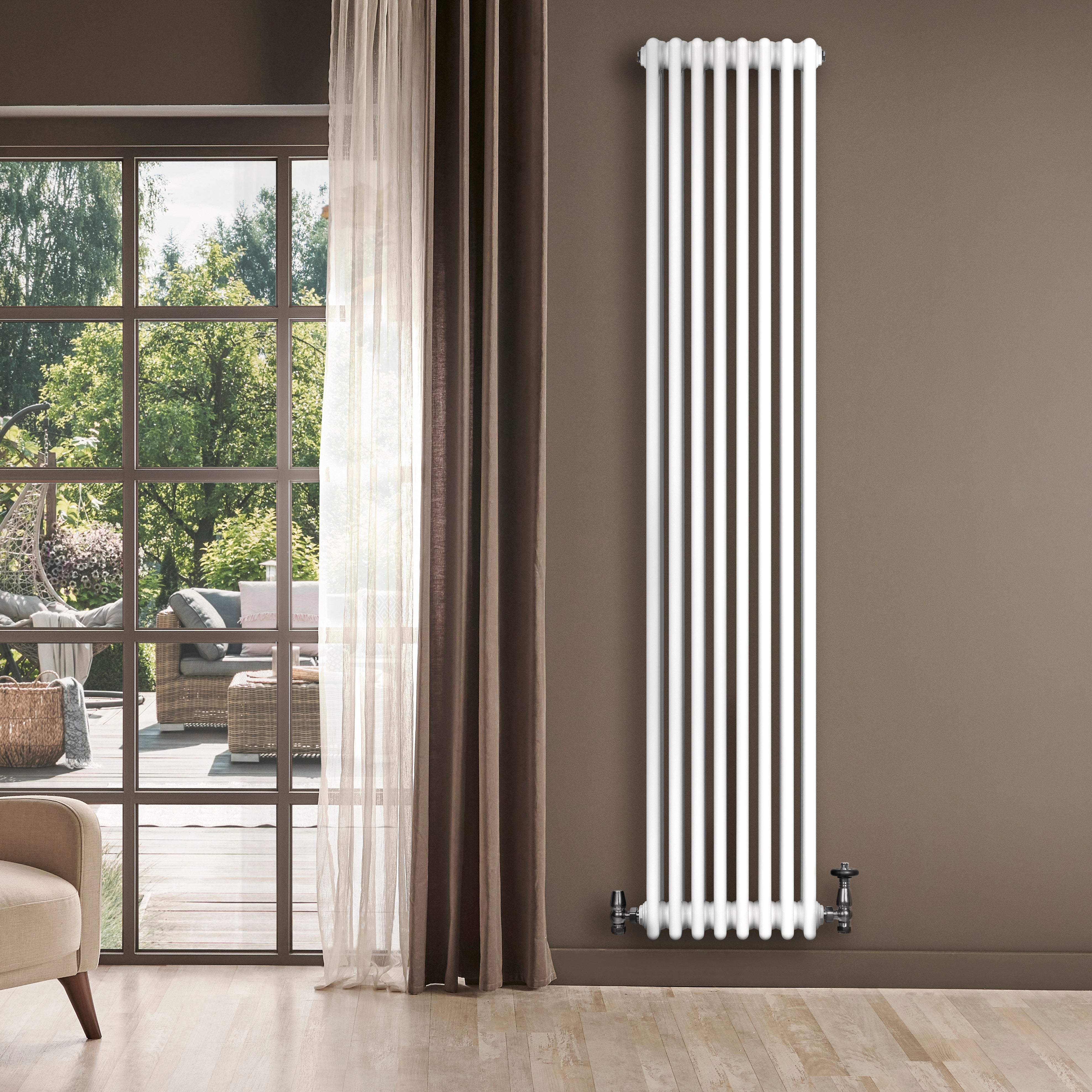 Q-Rax Radiatore Verticale 4 Colonne Bianco 1800x380 Valvole