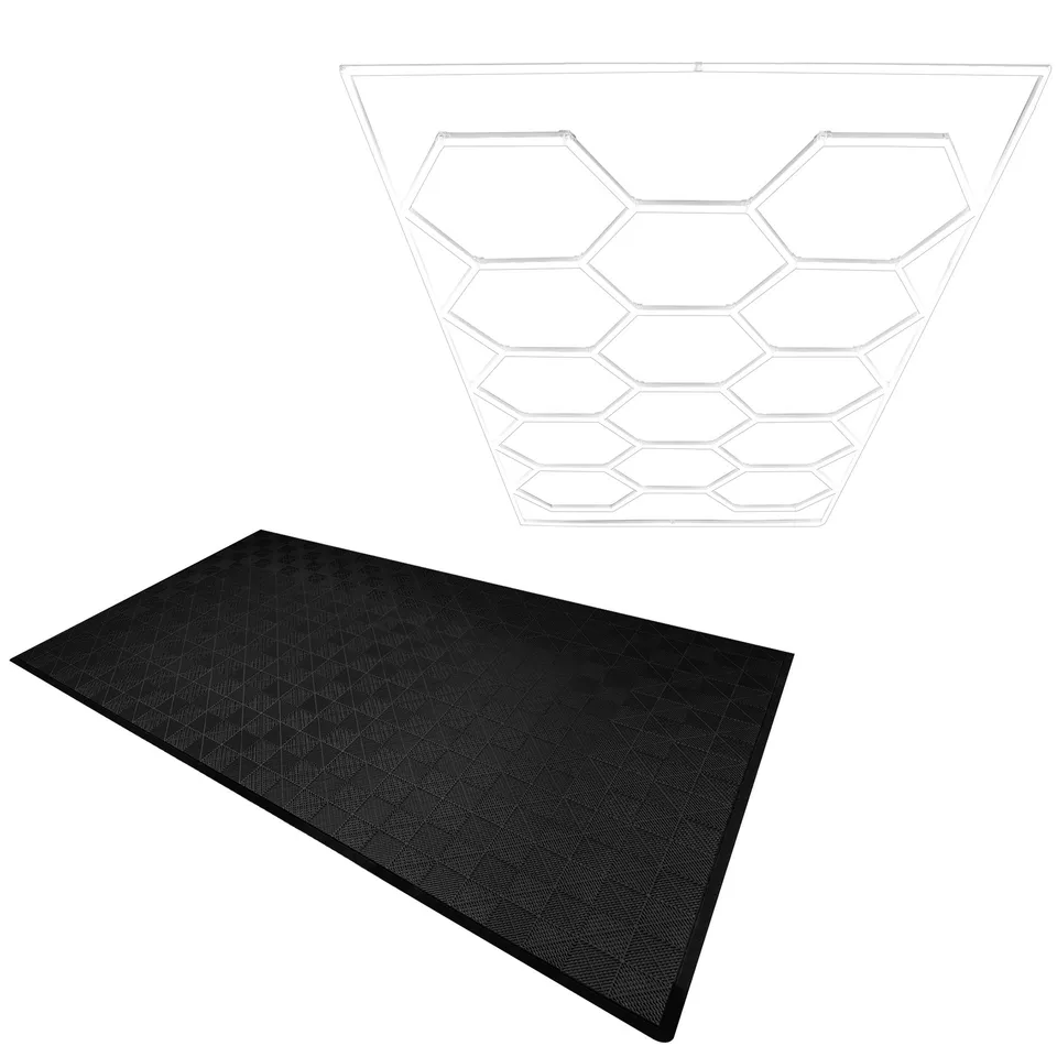 Q-Rax Piastrelle Pavimento Nere 120pz + 14 Luci LED 6500K