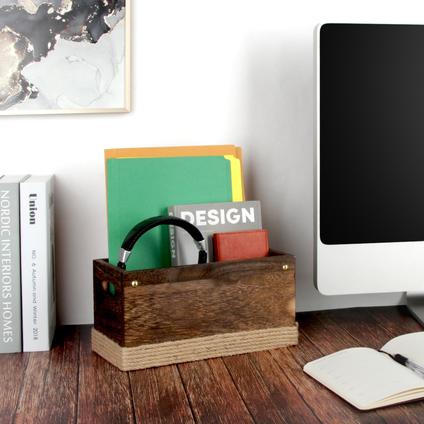 Jackcube Entryway Portalettere Legno Bruciato da Tavolo