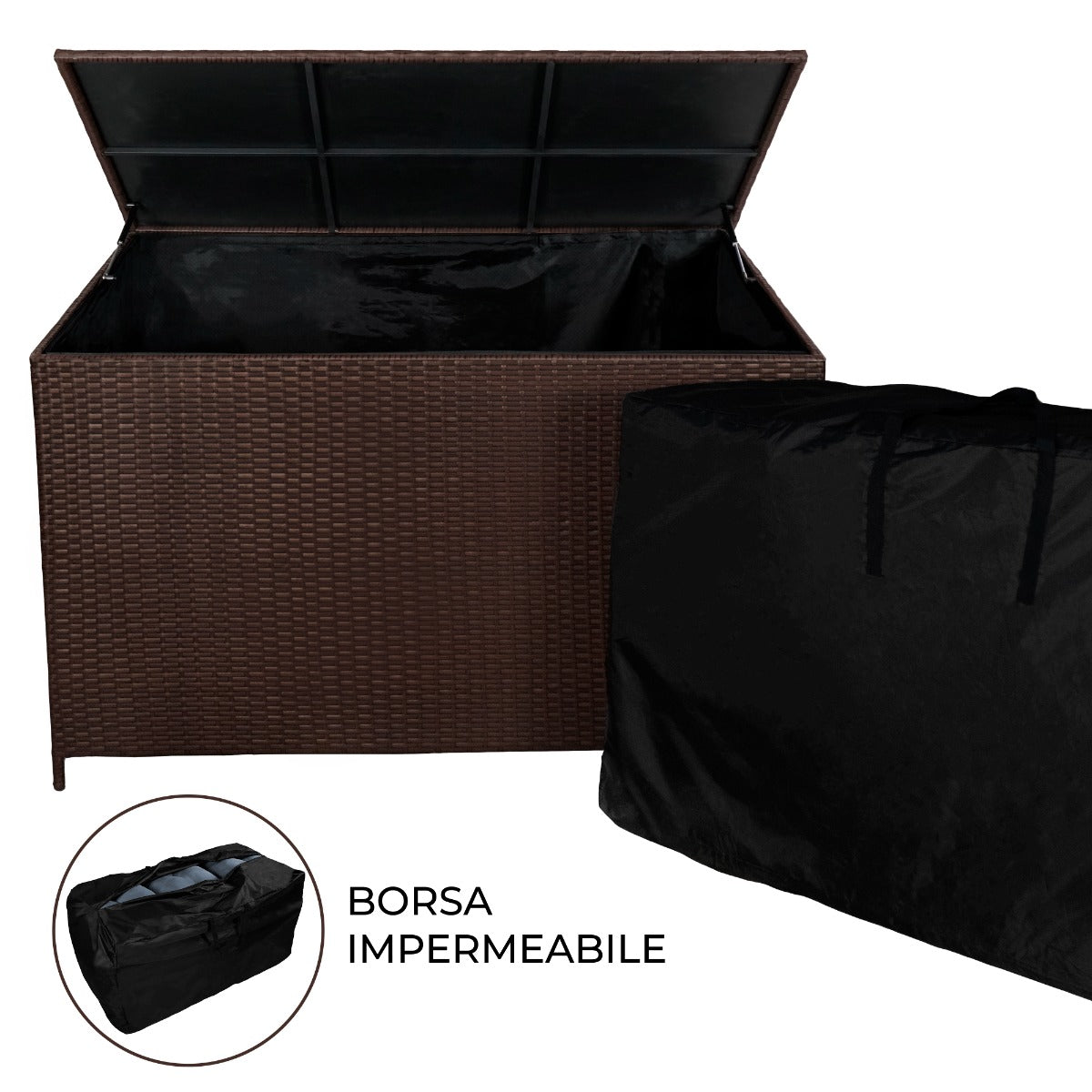 Q-Rax Mobili Esterno Box Cuscini Rattan Marrone 582L