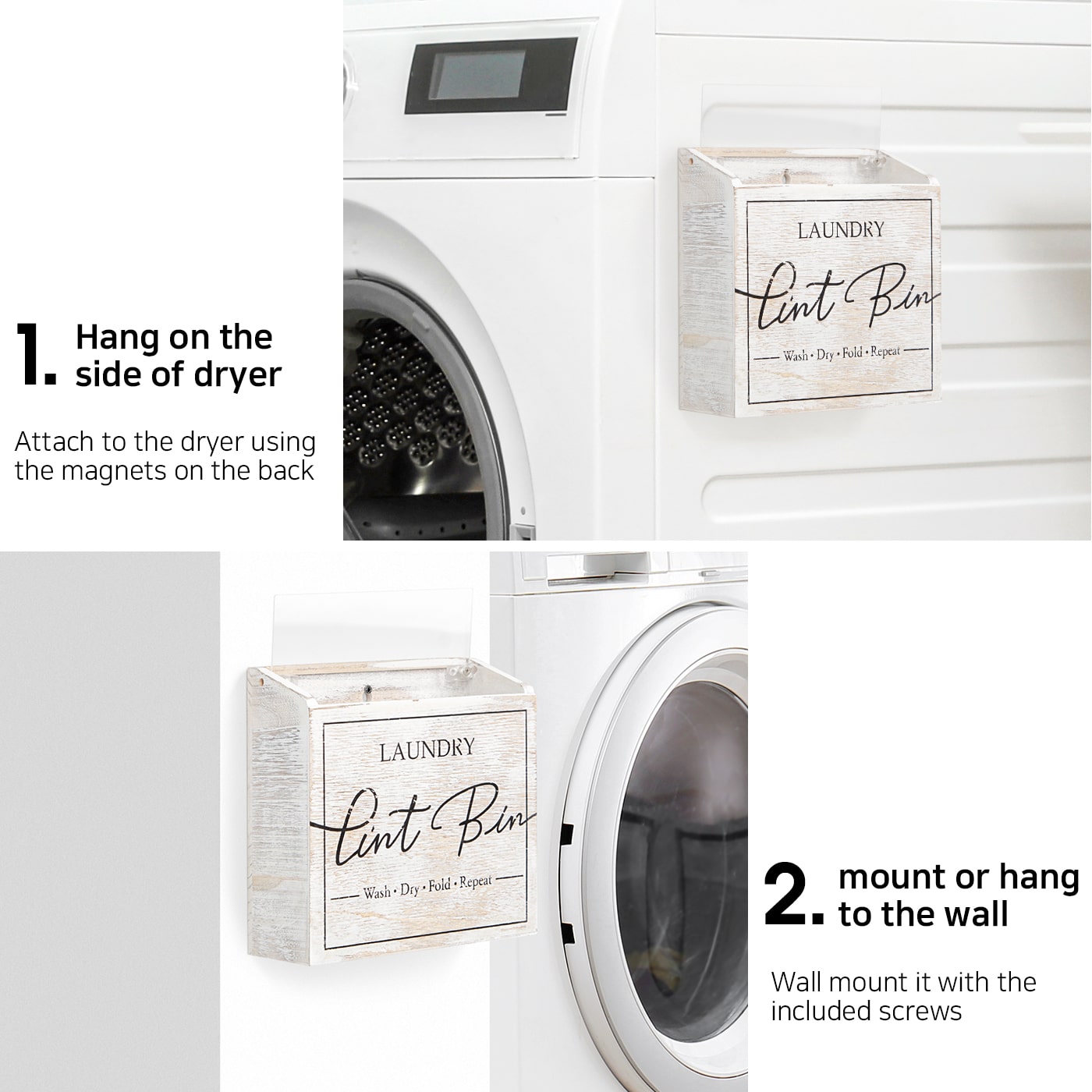 Jackcube Design Laundry Room Portapelucchi magnetico legno bianco