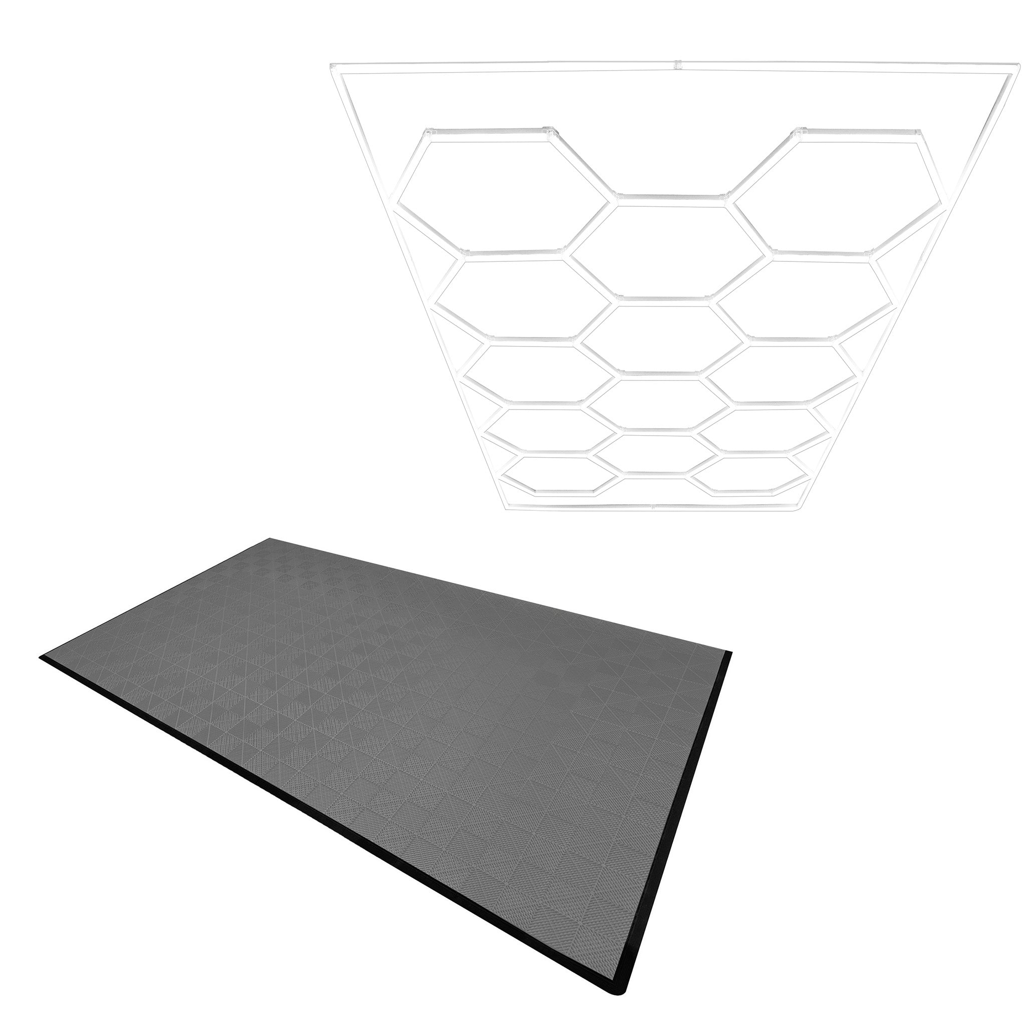 Q-Rax 120 Piastrelle Modulari Grigie + 14 LED Esagonali 6500K