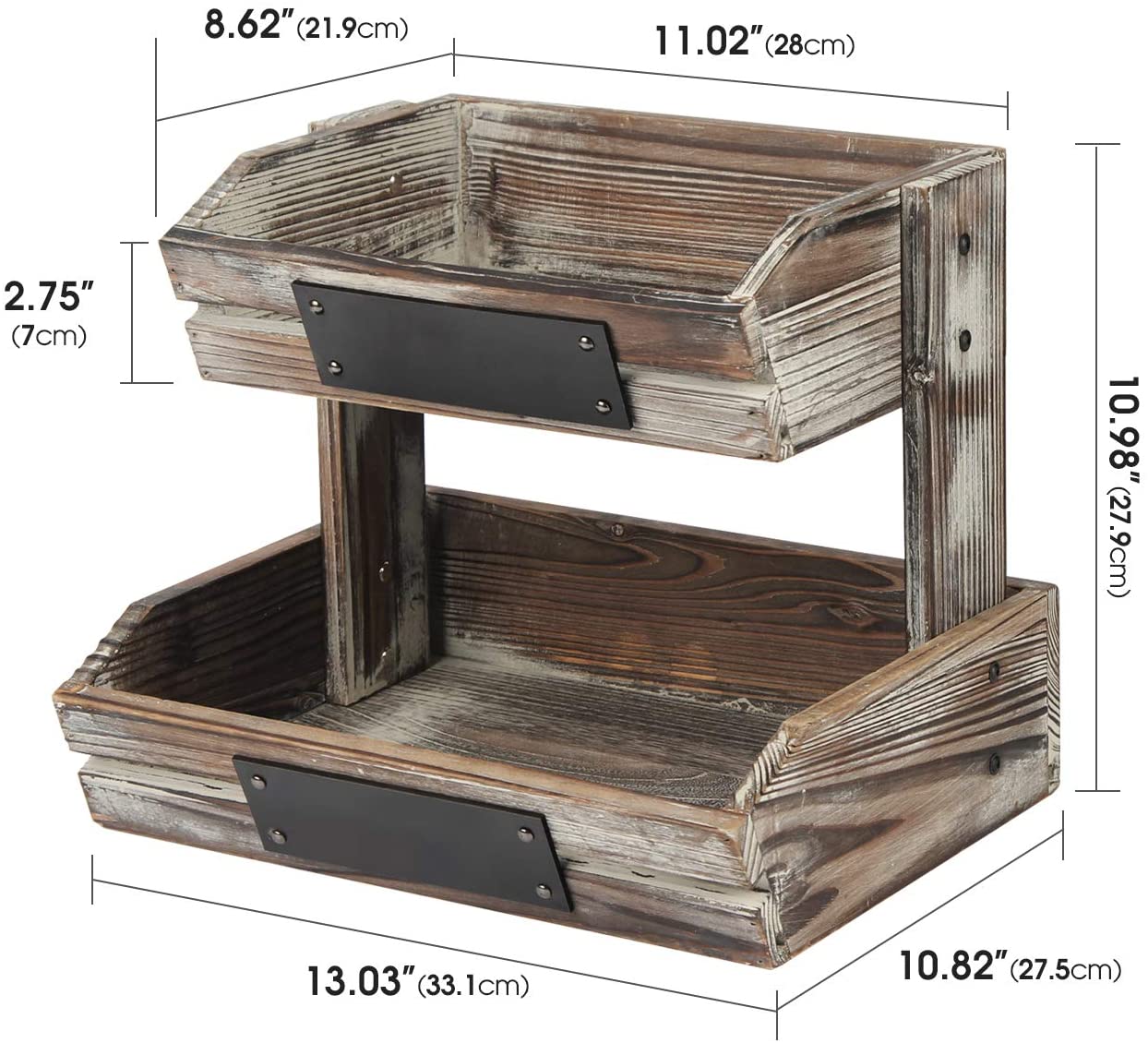Jackcube Design Kitchen Cesto Frutta Legno 2 Piani Lavagna