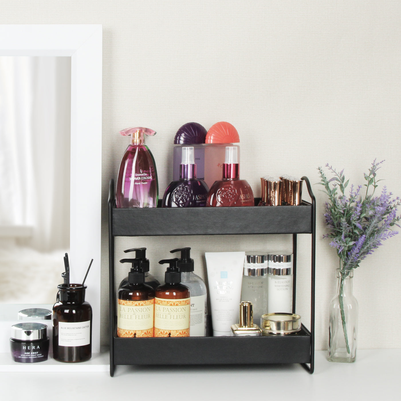 Jackcube Design Bathroom scaffale 2 ripiani nero pelle