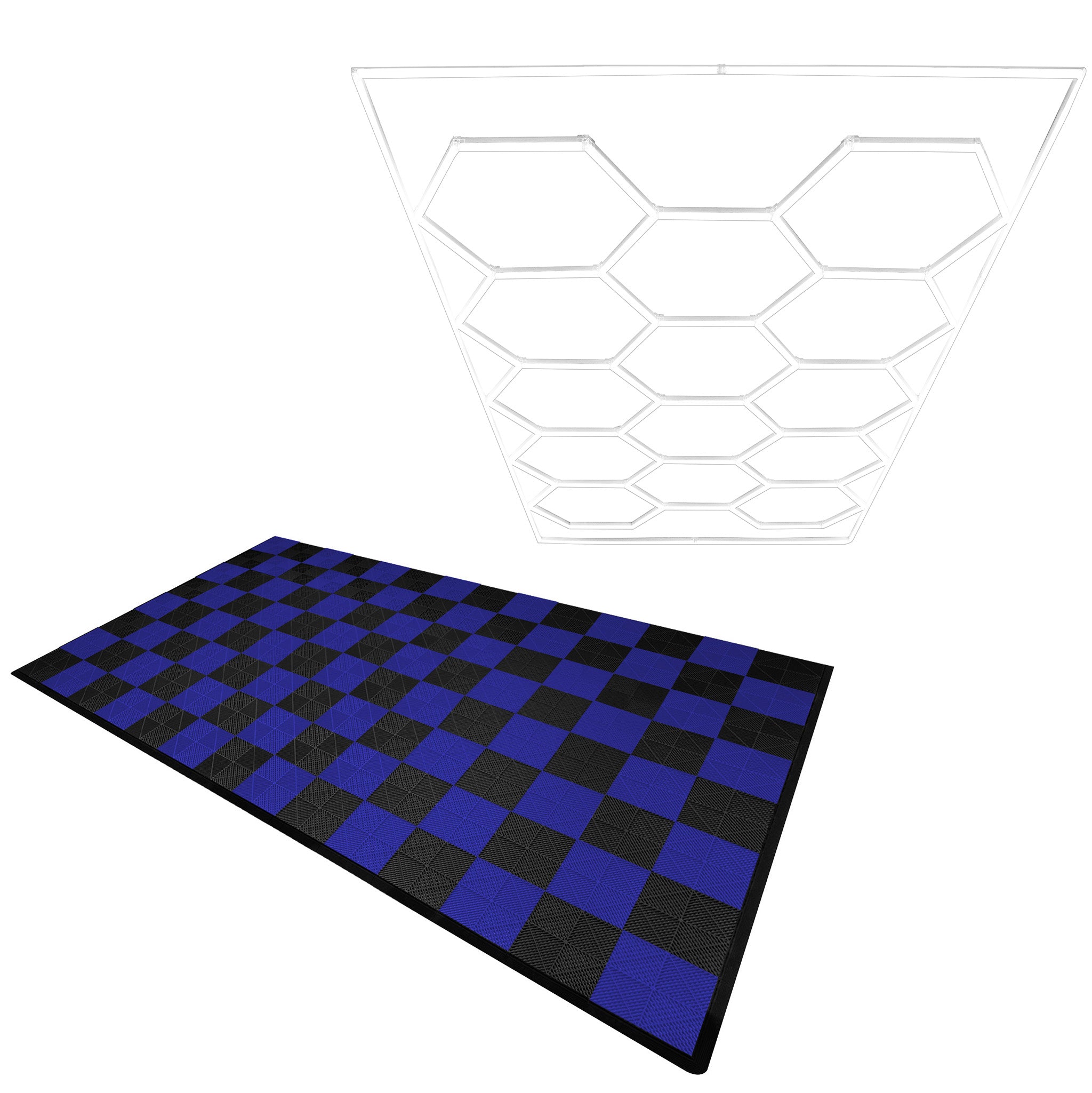 Q-Rax Piastrelle Garage Ventilate 120pz Nere Blu+LED